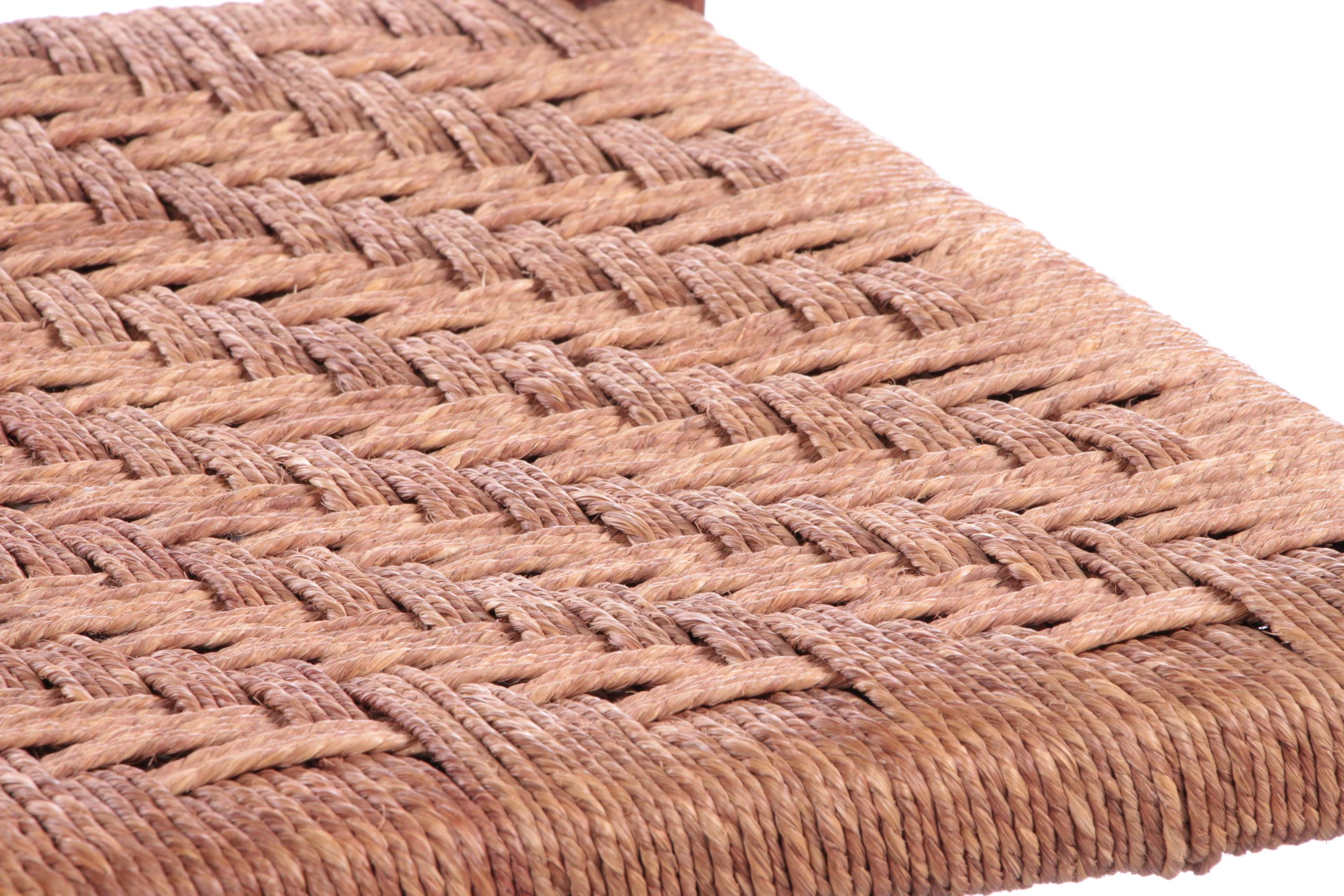 Mid-20th Century Vintage Brutalist stool or footstool made of jute rope, 60s For Sale