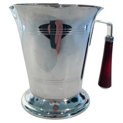 Vintage Chrome Bar Pitcher w/Bakelite Faux Red Tortoiseshell Handle by Glo-Hill