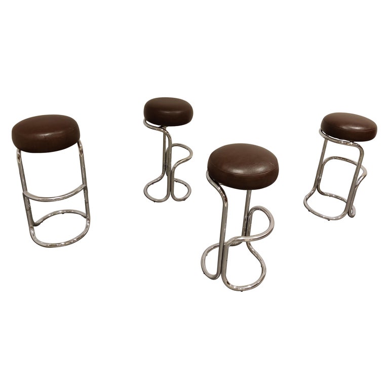 Vintage Chrome Bar Stools, 1970s at 1stDibs