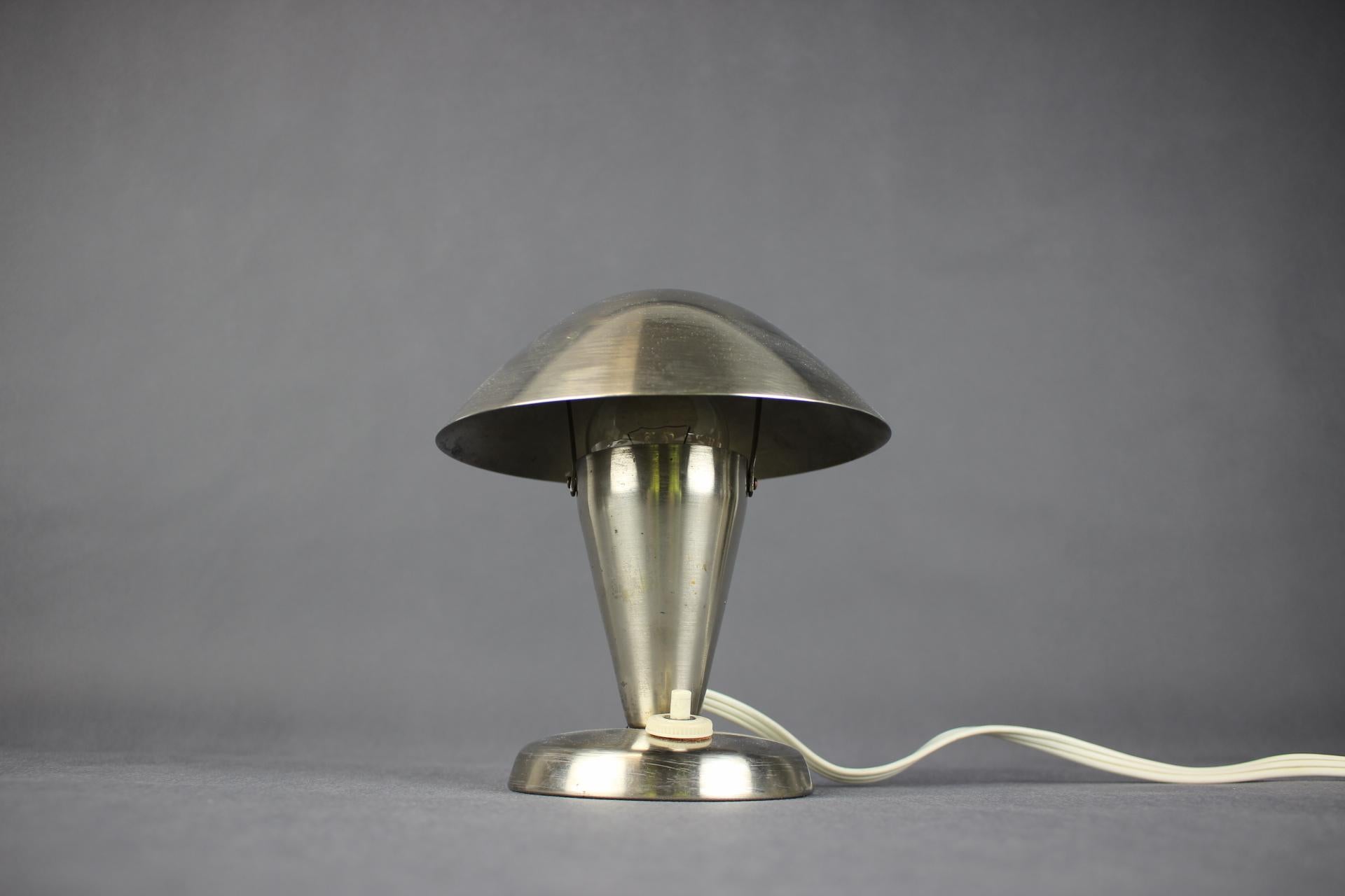 Vintage Chrome Bauhaus Table Lamp by Josef Hurka, Czechoslovakia, 1930s For Sale 5