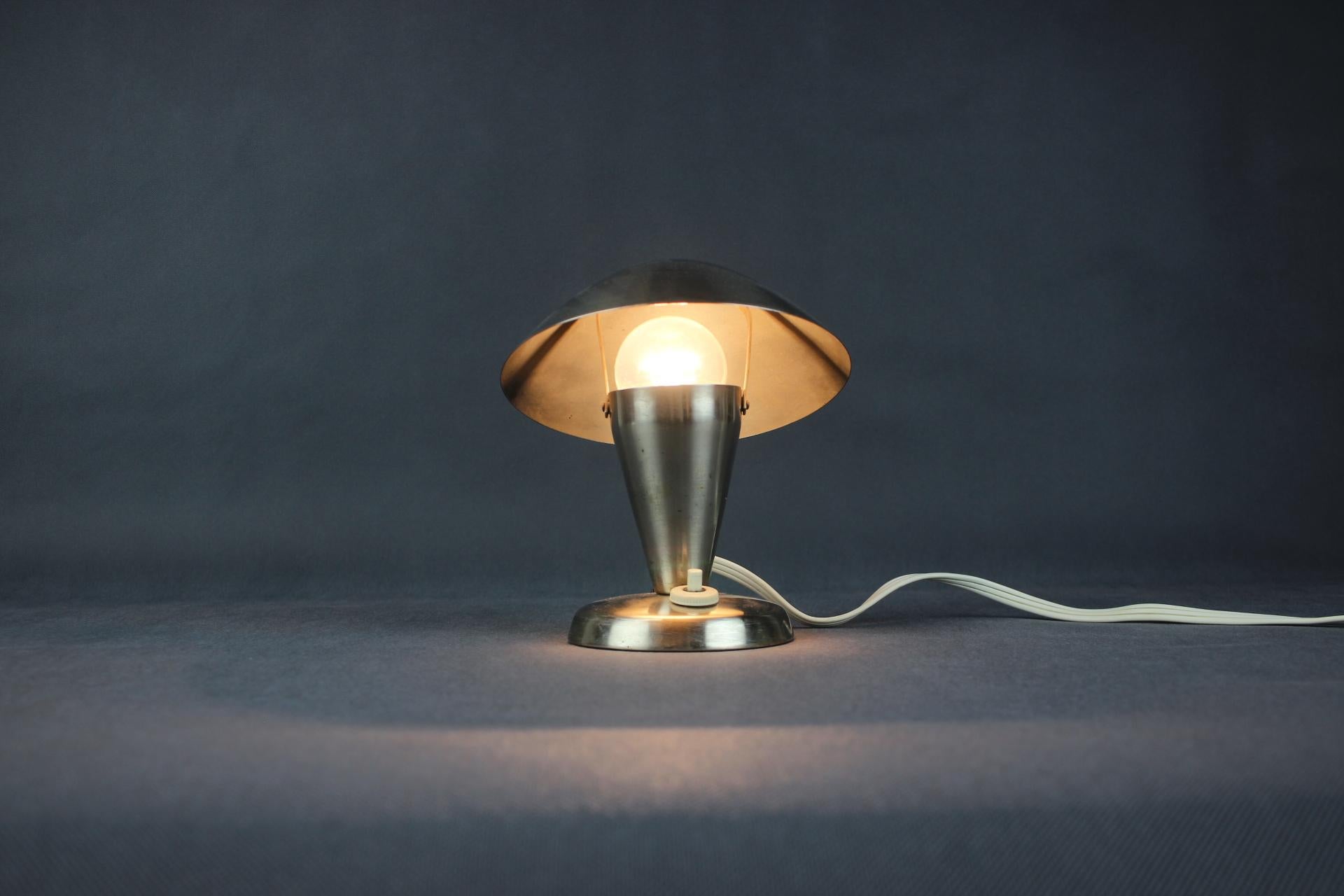 Vintage Chrome Bauhaus Table Lamp by Josef Hurka, Czechoslovakia, 1930s For Sale 6