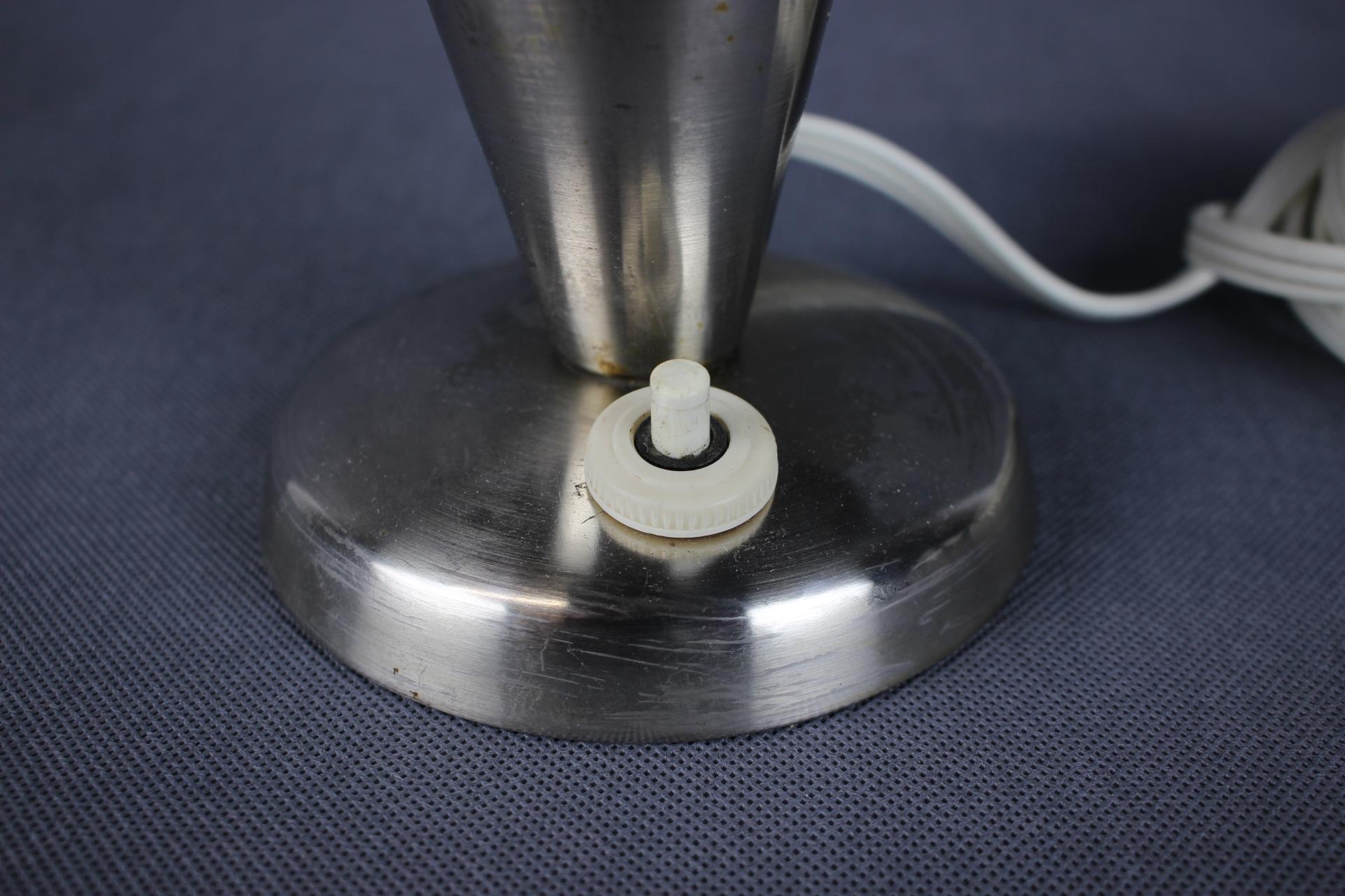 Vintage Chrome Bauhaus Table Lamp by Josef Hurka, Czechoslovakia, 1930s In Good Condition For Sale In Praha, CZ