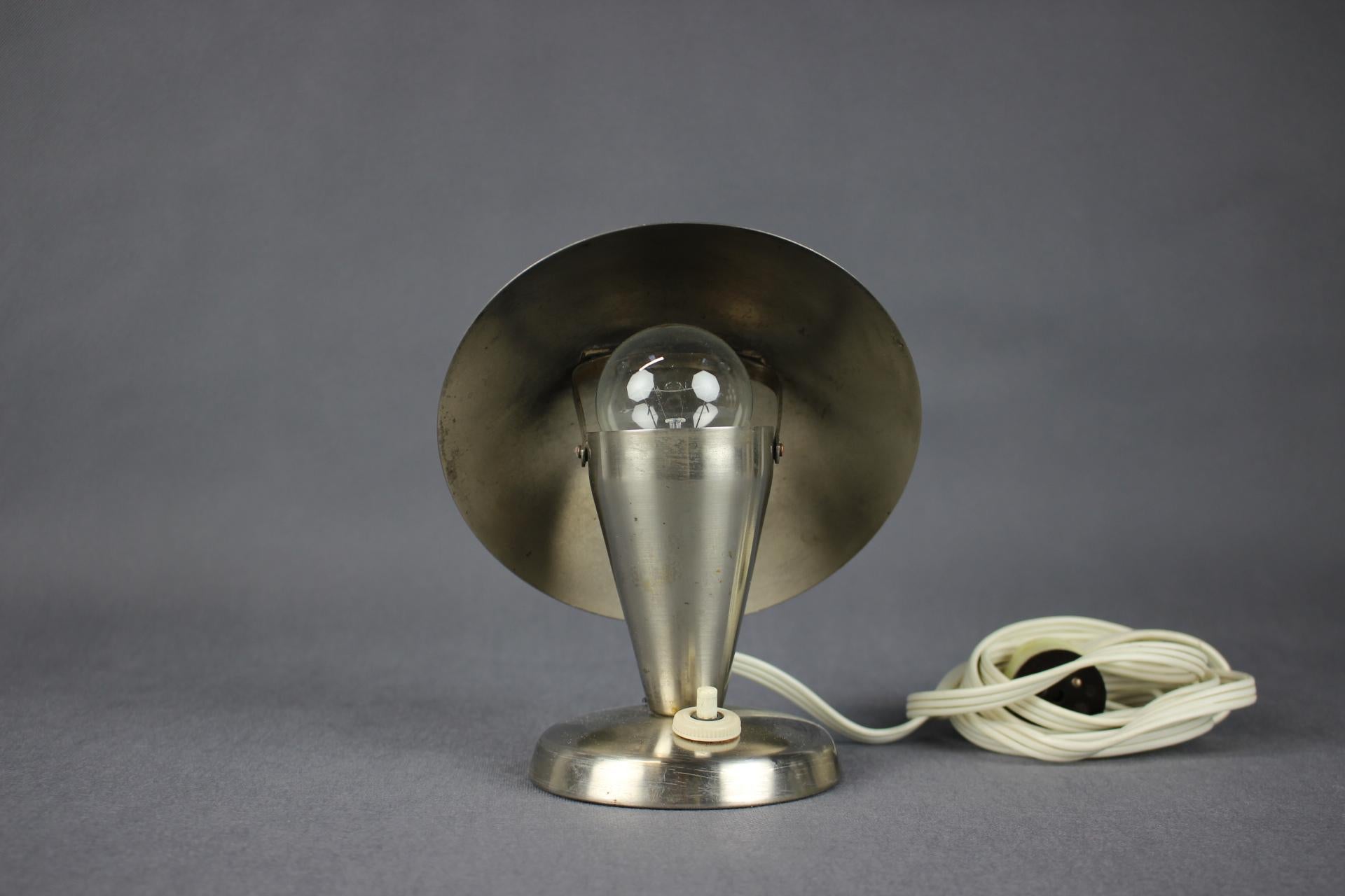 Vintage Chrome Bauhaus Table Lamp by Josef Hurka, Czechoslovakia, 1930s For Sale 1