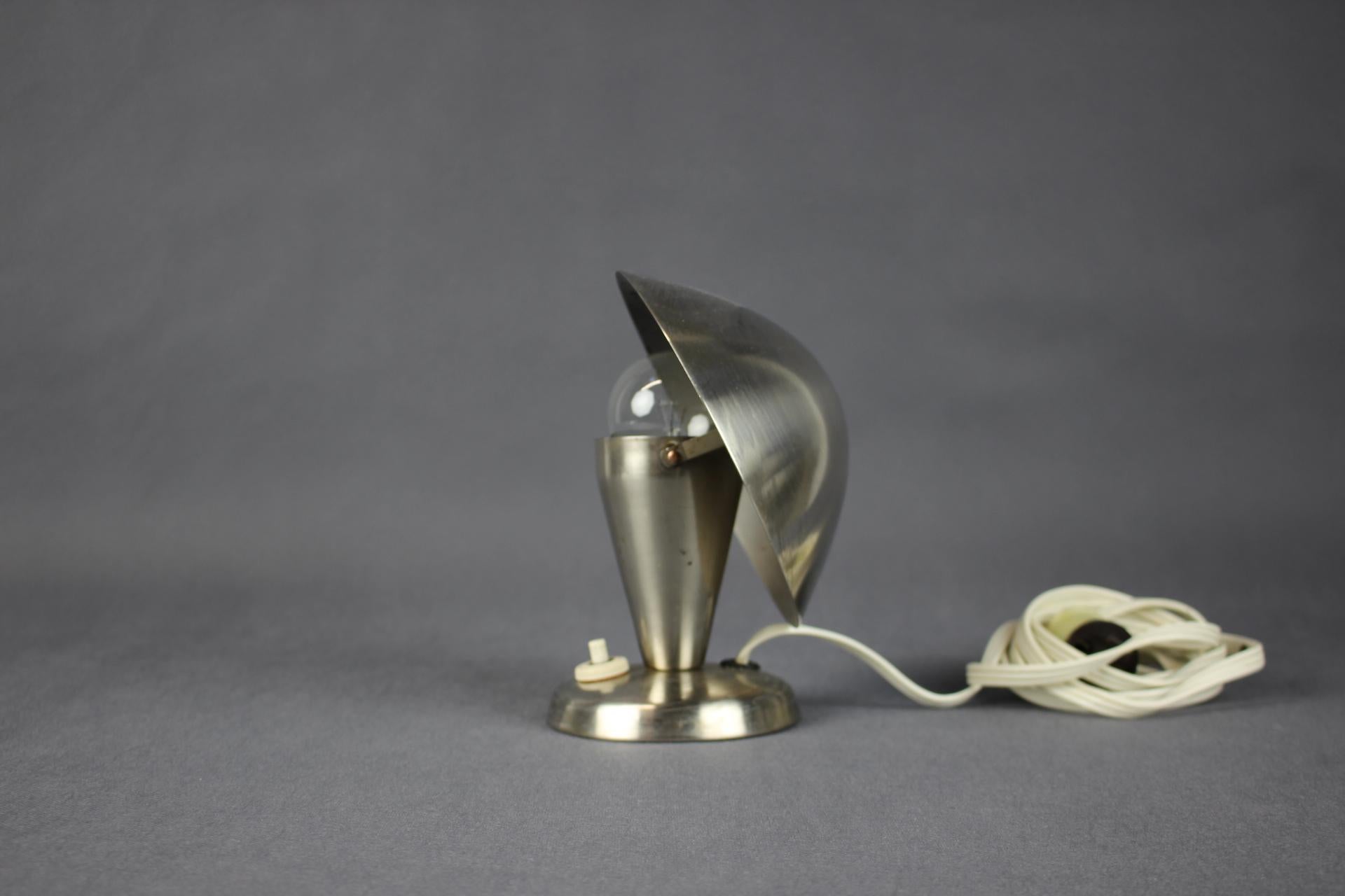 Vintage Chrome Bauhaus Table Lamp by Josef Hurka, Czechoslovakia, 1930s For Sale 2
