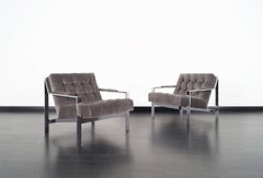 Vintage Chrome Biscuit Tufted Lounge Chairs by Cy Mann