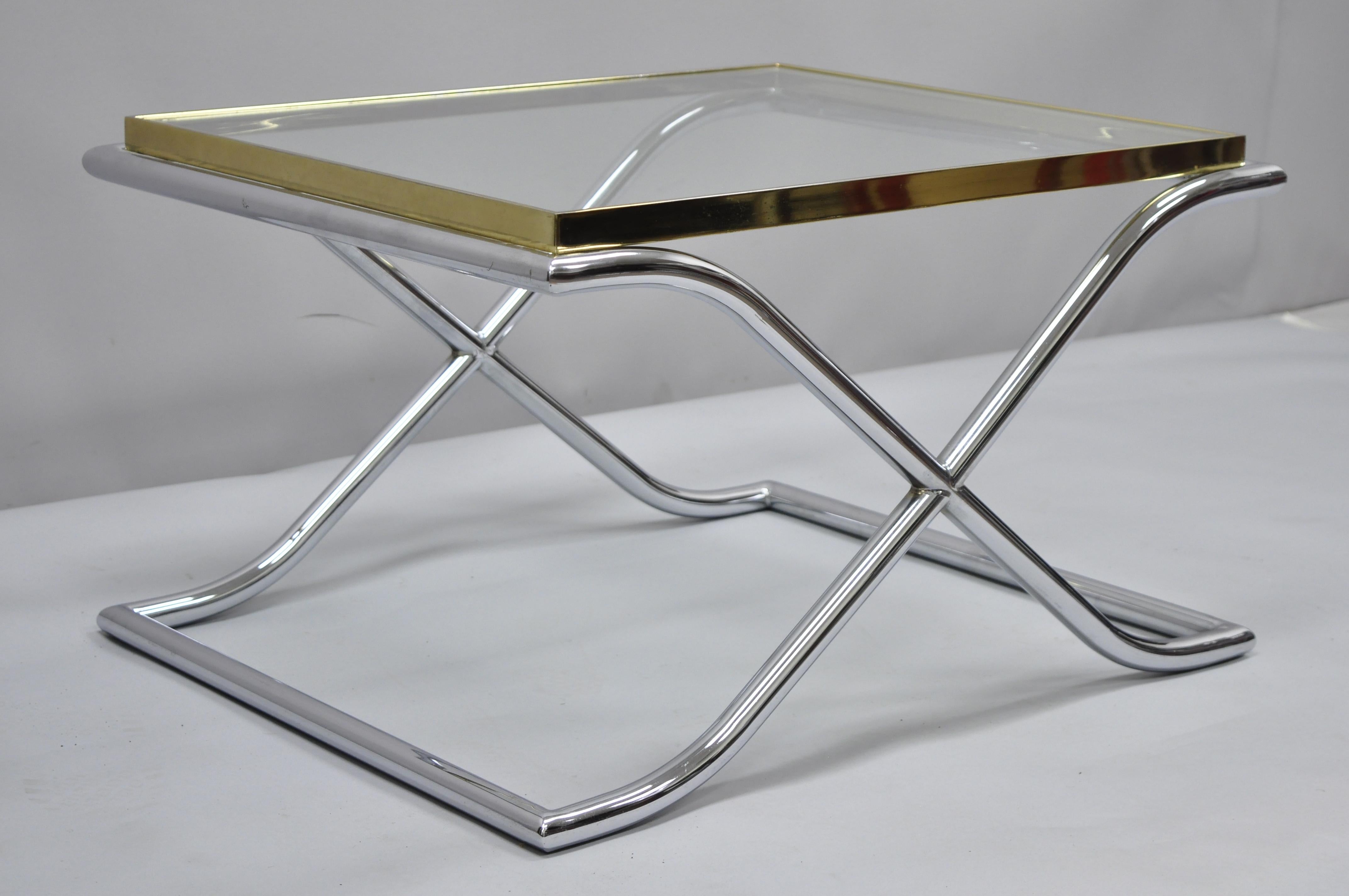 vintage chrome and glass side table