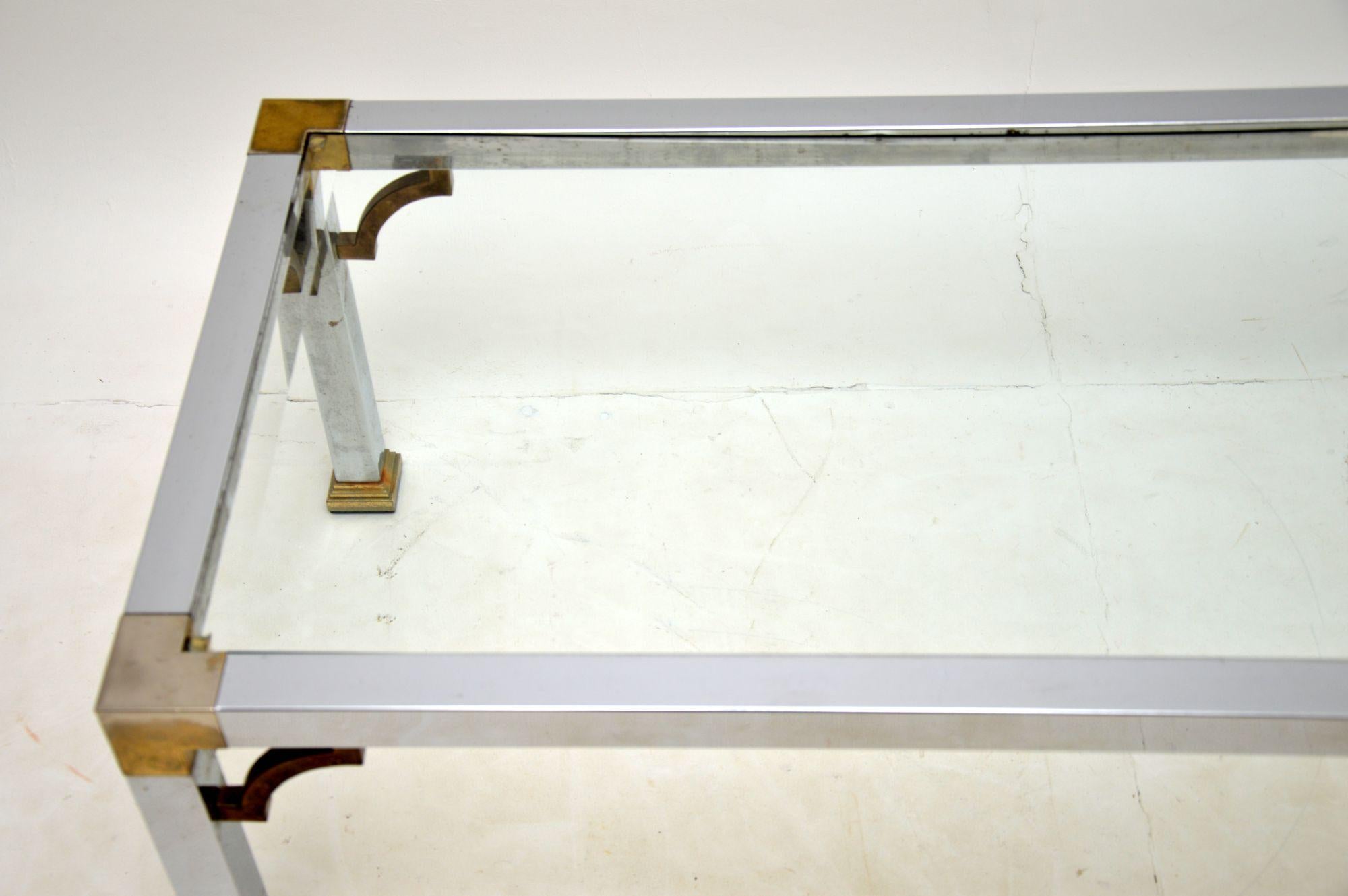 Vintage Chrome & Brass Coffee Table In Good Condition In London, GB