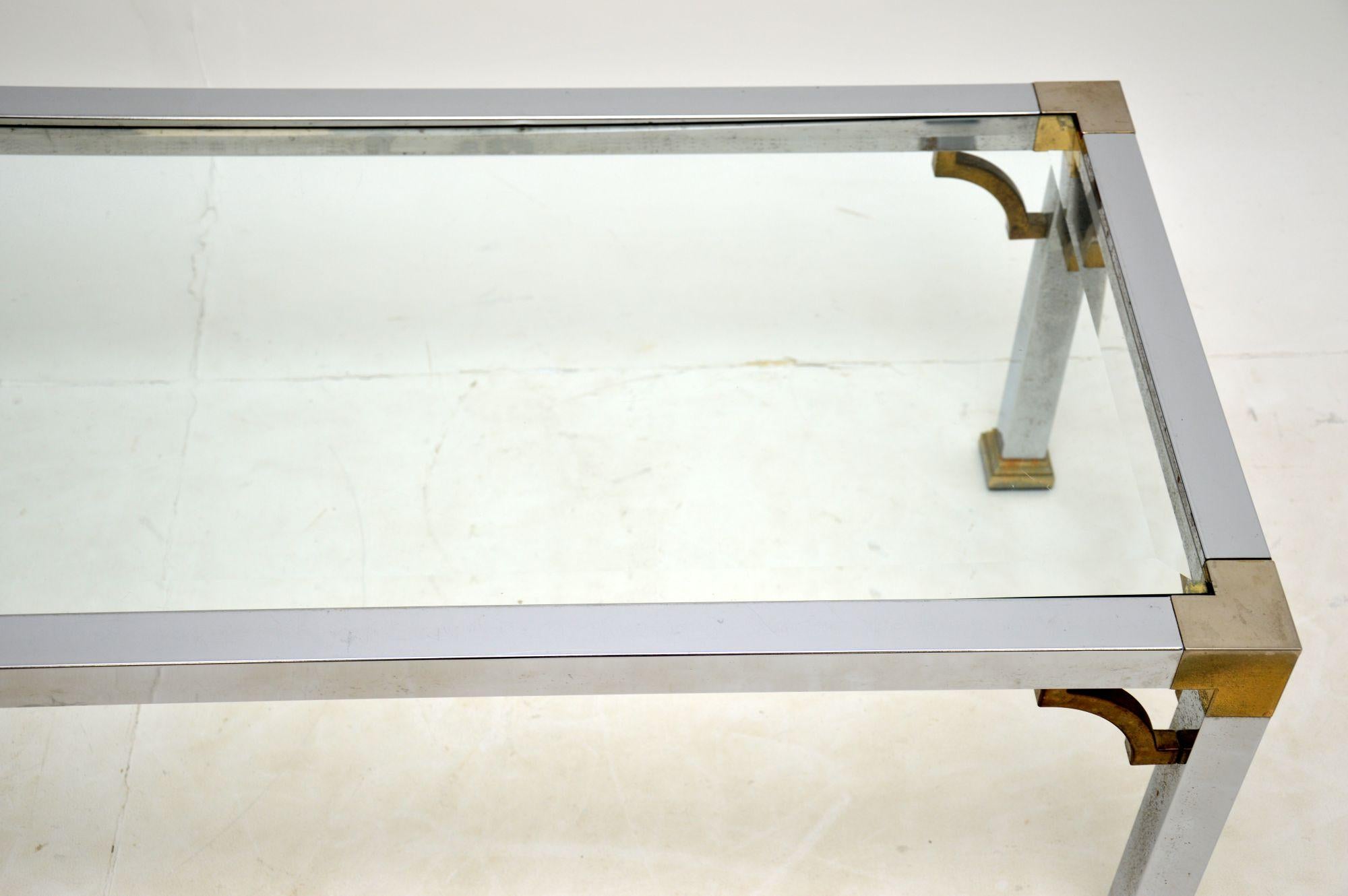 20th Century Vintage Chrome & Brass Coffee Table