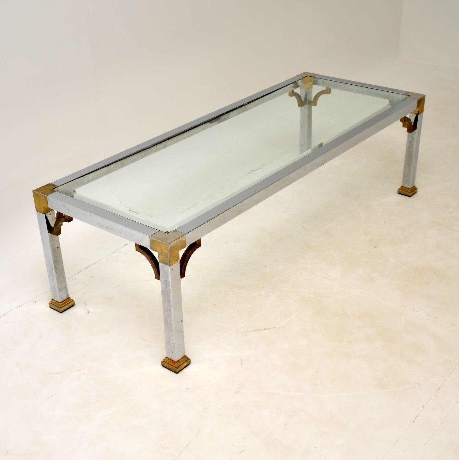 Vintage Chrome & Brass Coffee Table 2