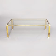Vintage Chrome and Brass Column Legs Coffee Table