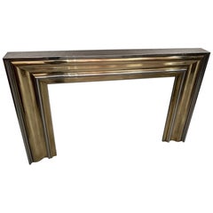 Vintage Chrome & Brass Fireplace frame by Sandro Petti for Maison Jansen 1970s