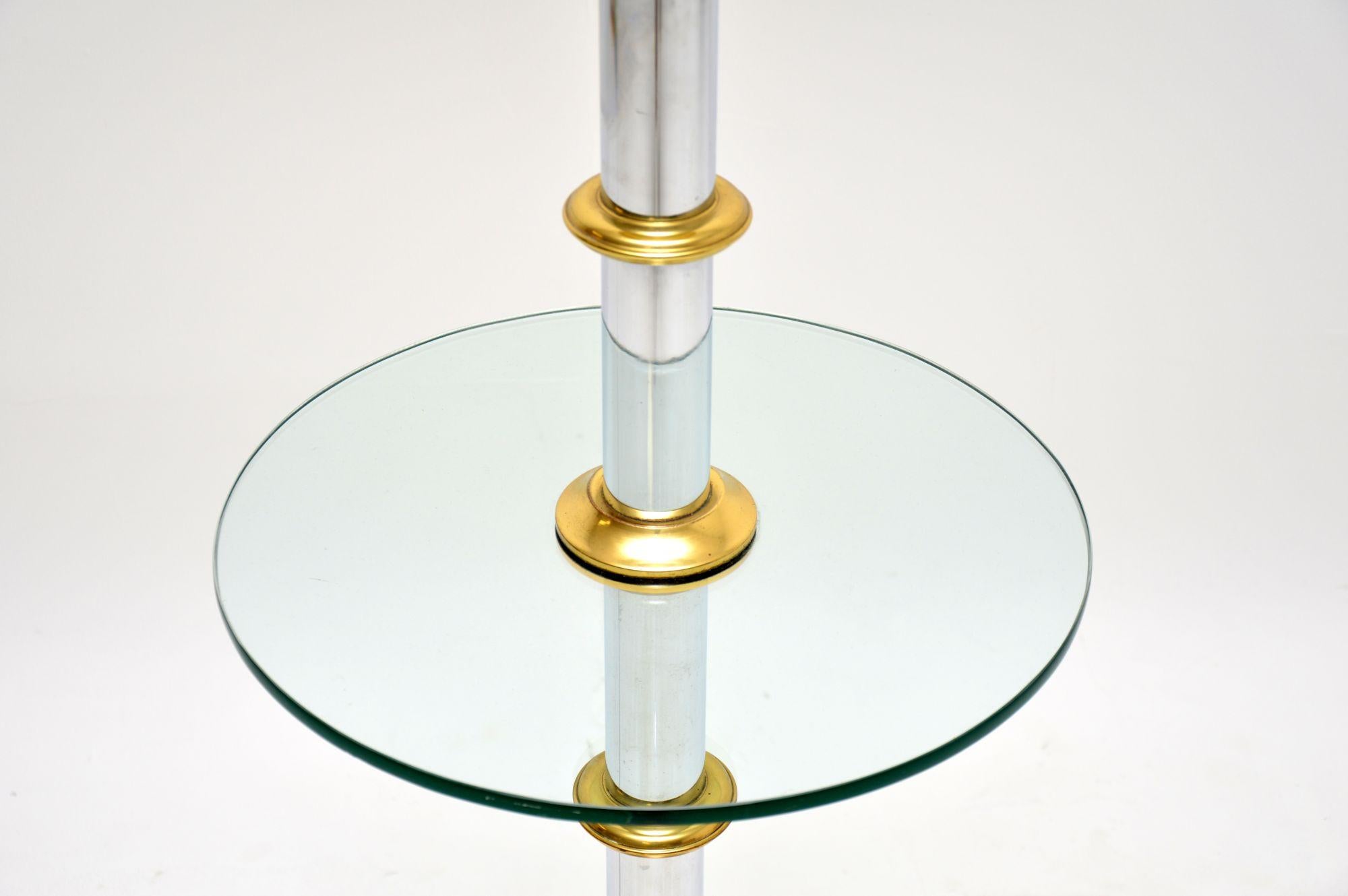 Vintage Chrome & Brass Floor Lamp / Table In Good Condition In London, GB