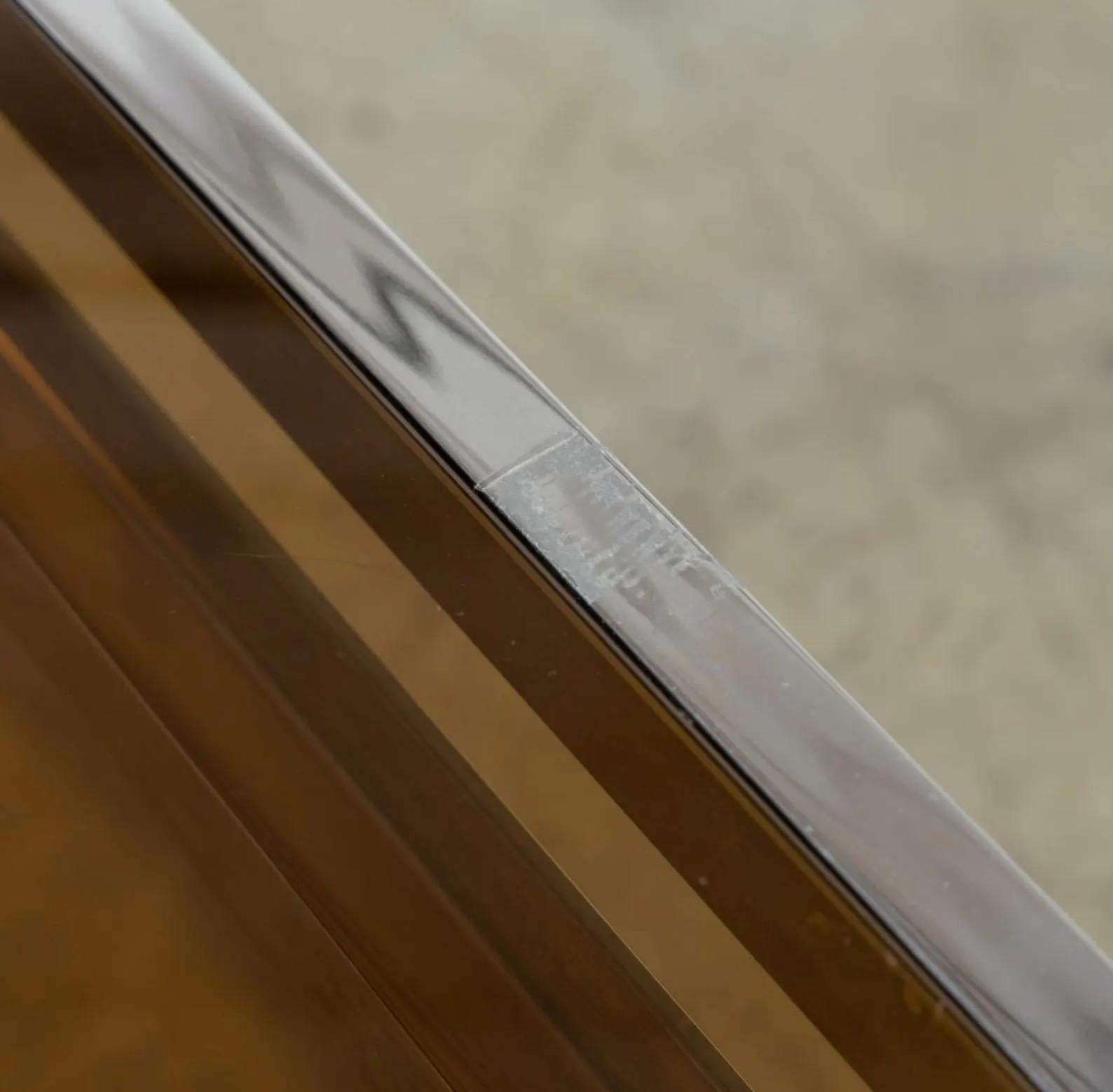 Vintage Chrome, Brass & Smoked Glass Expandable Dining Table In Style of DIA en vente 2