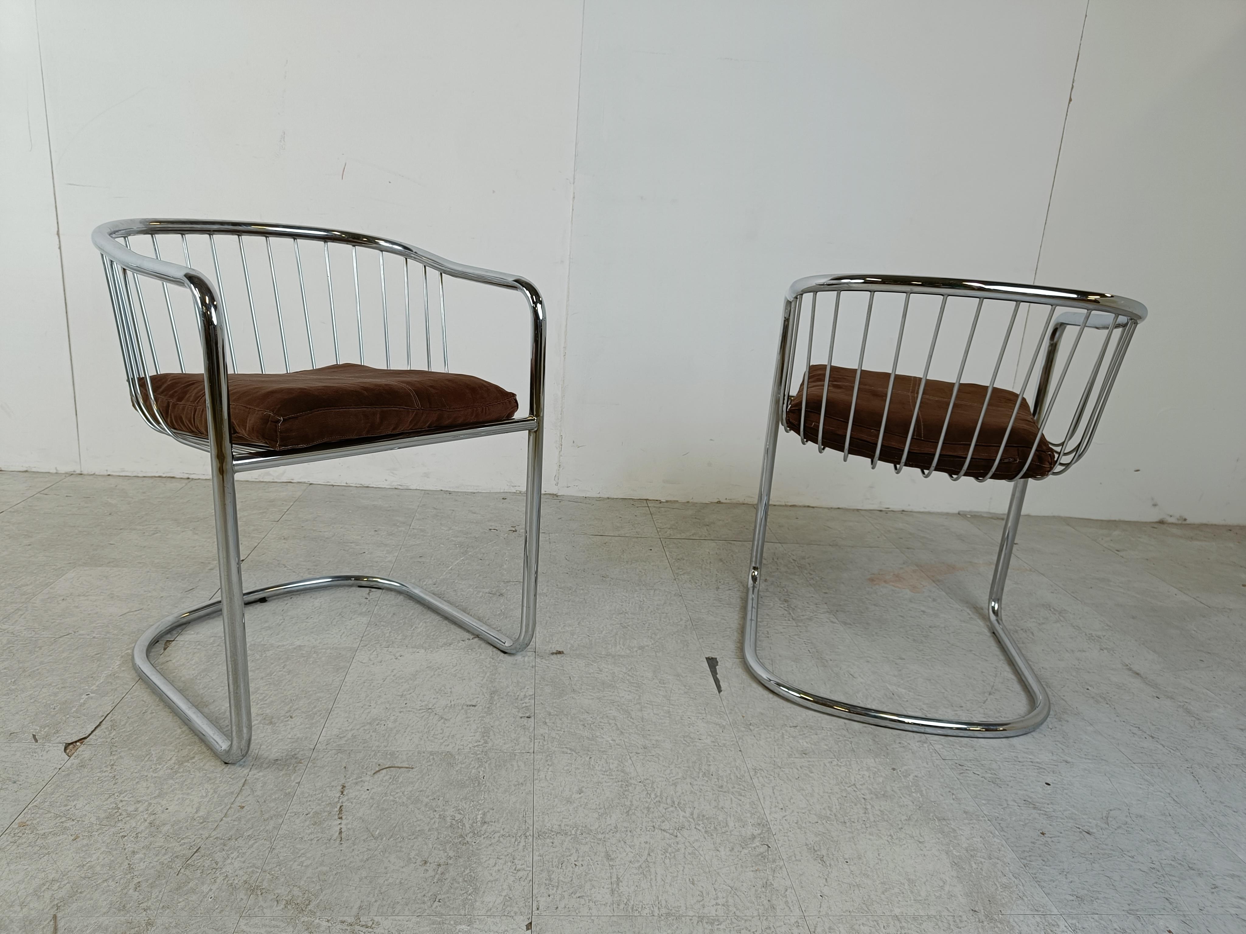 Vintage chrome cantilever dining chairs, 1970s 6