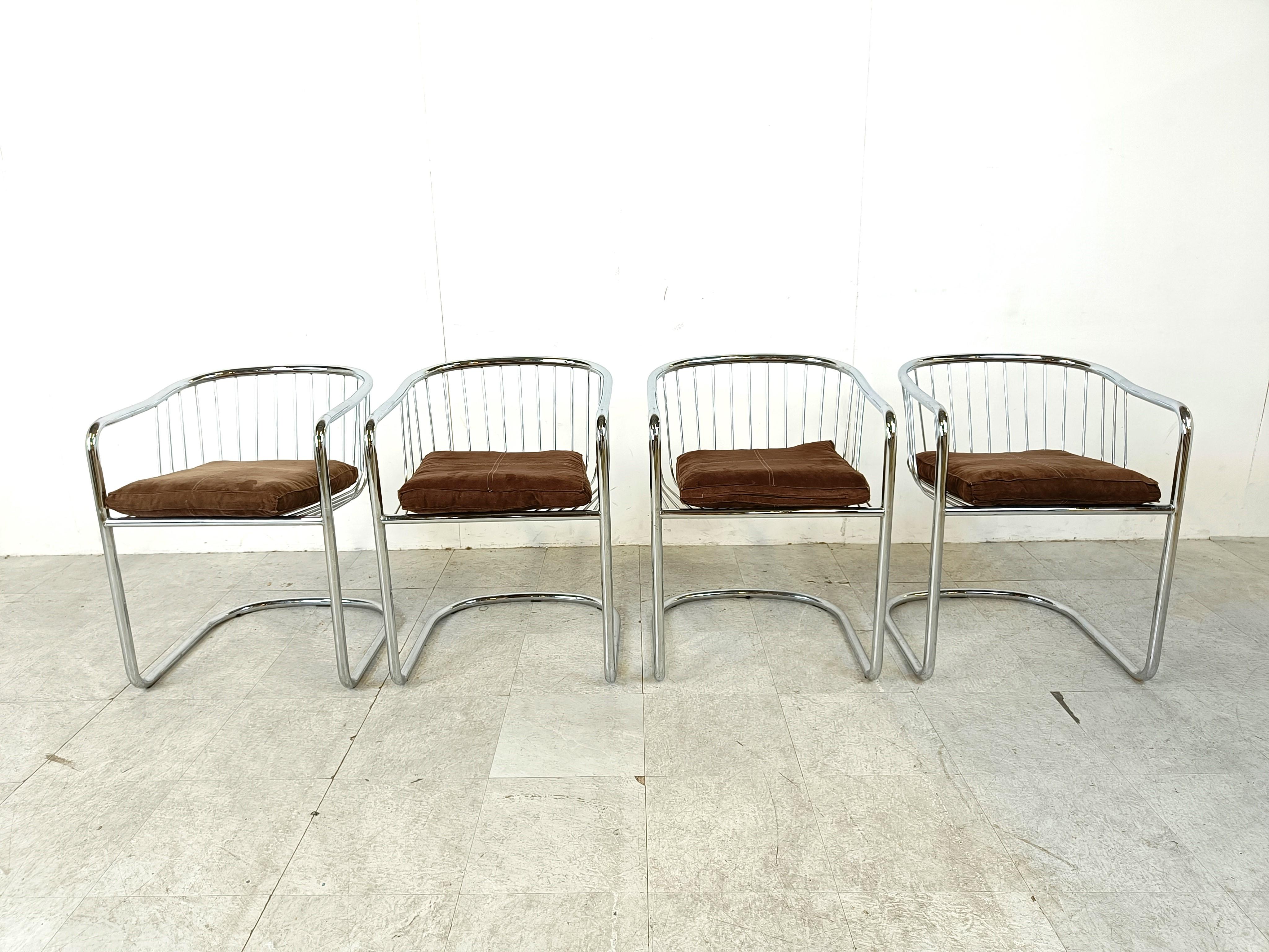 Space Age Vintage chrome cantilever dining chairs, 1970s