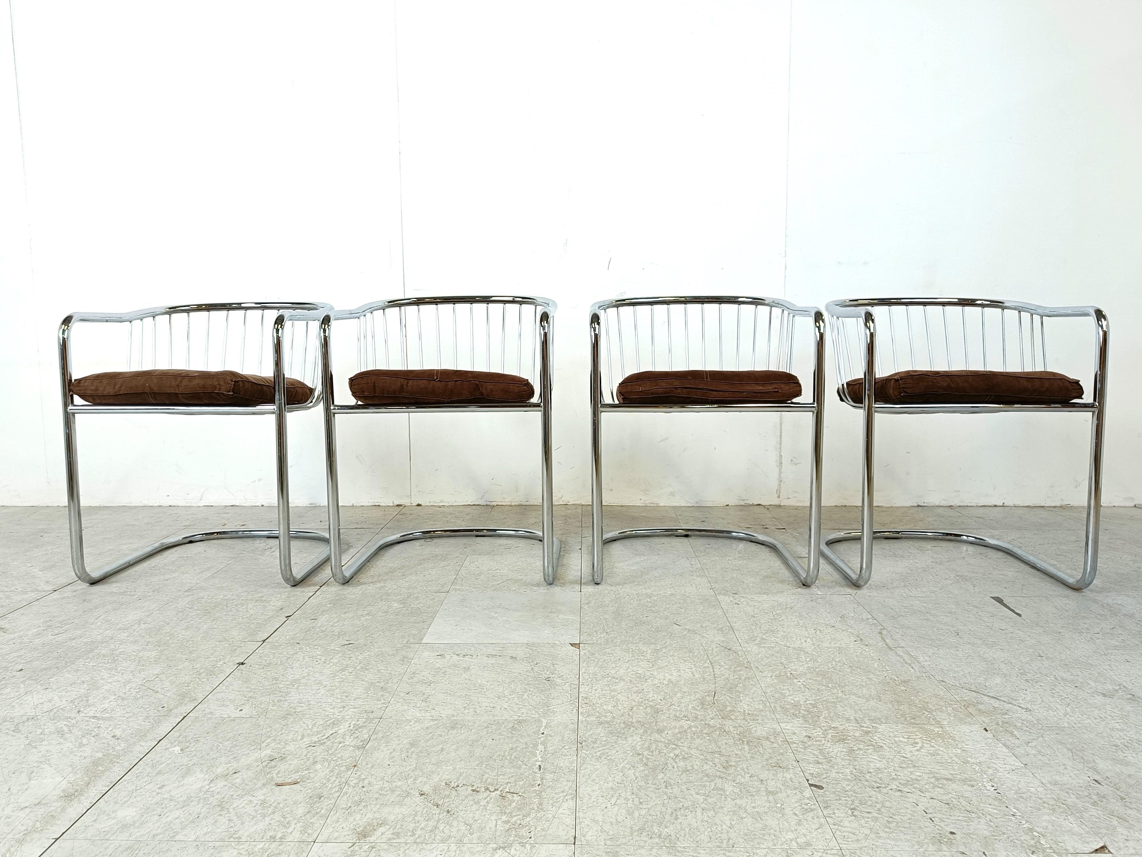 Italian Vintage chrome cantilever dining chairs, 1970s