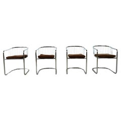 Vintage chrome cantilever dining chairs, 1970s