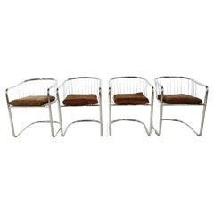 Vintage chrome cantilever dining chairs, 1970s