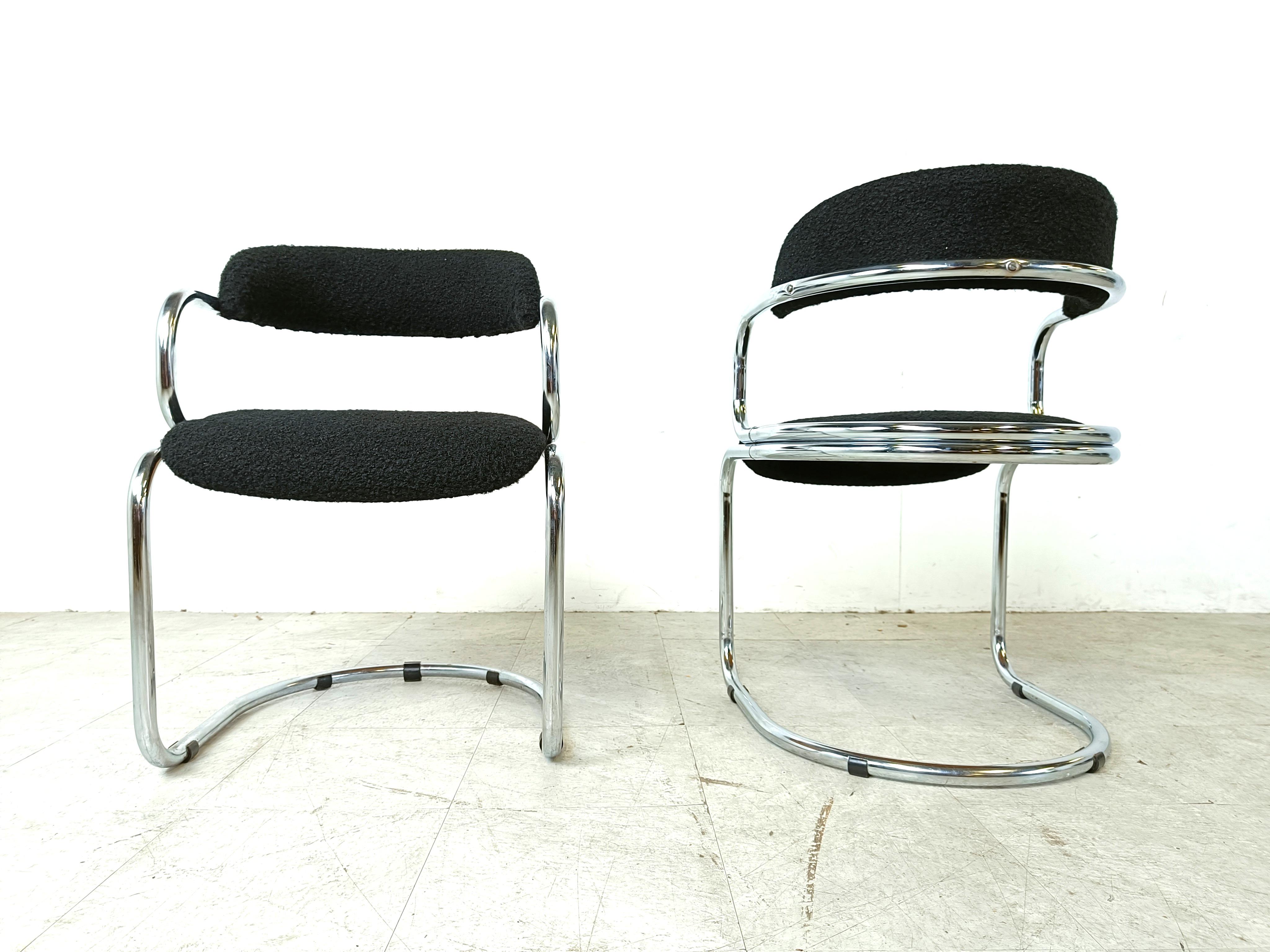 Vintage chrome cantilever space age dining chairs, 1970s 2