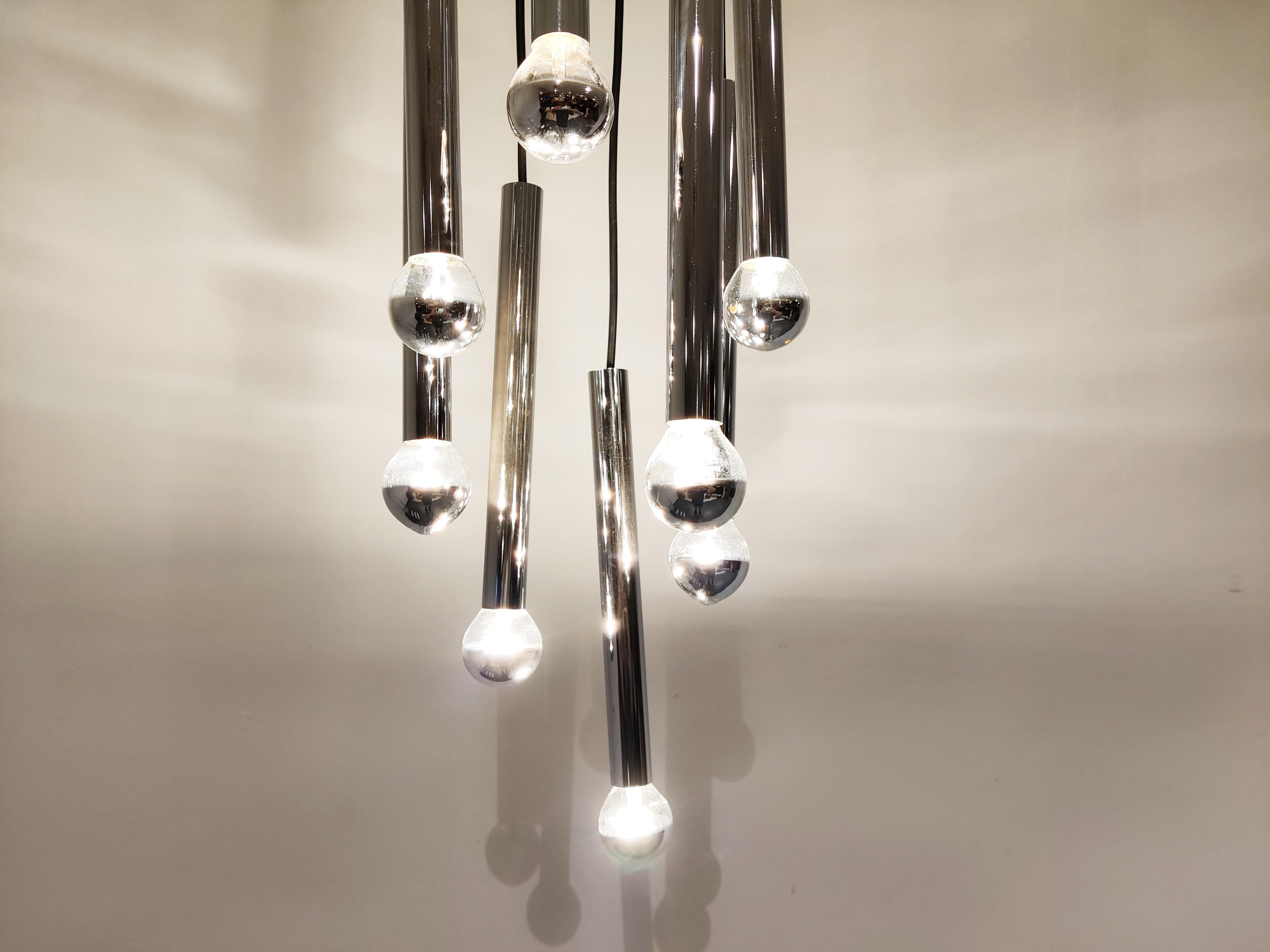 Vintage Chrome Cascading Chandelier, 1970s In Good Condition In HEVERLEE, BE