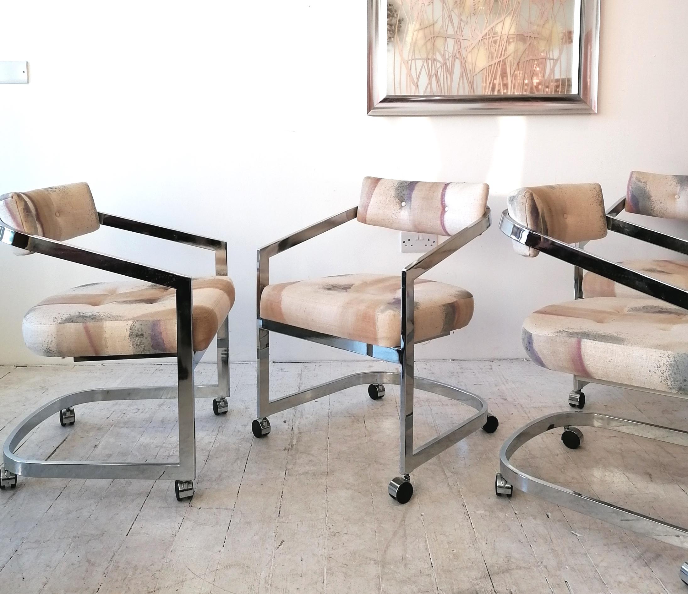 Vintage Chrome Chairs by Milo Baughman for Design Institute of America 'DIA' In Good Condition For Sale In Hastings, GB