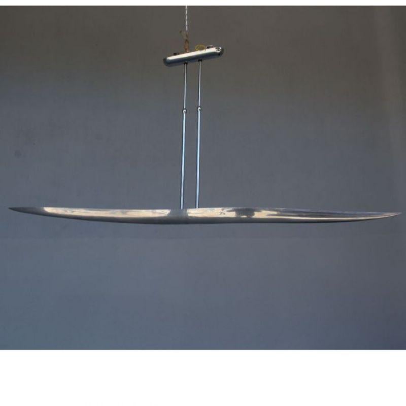 Vintage halogen chrome chandelier 1980 wave design 145 cm wide and 74 cm high edition Lucien Gau creation Bernard Dequet

Additional information:
Material: Metal & wrought iron
Style: Vintage 1970.
