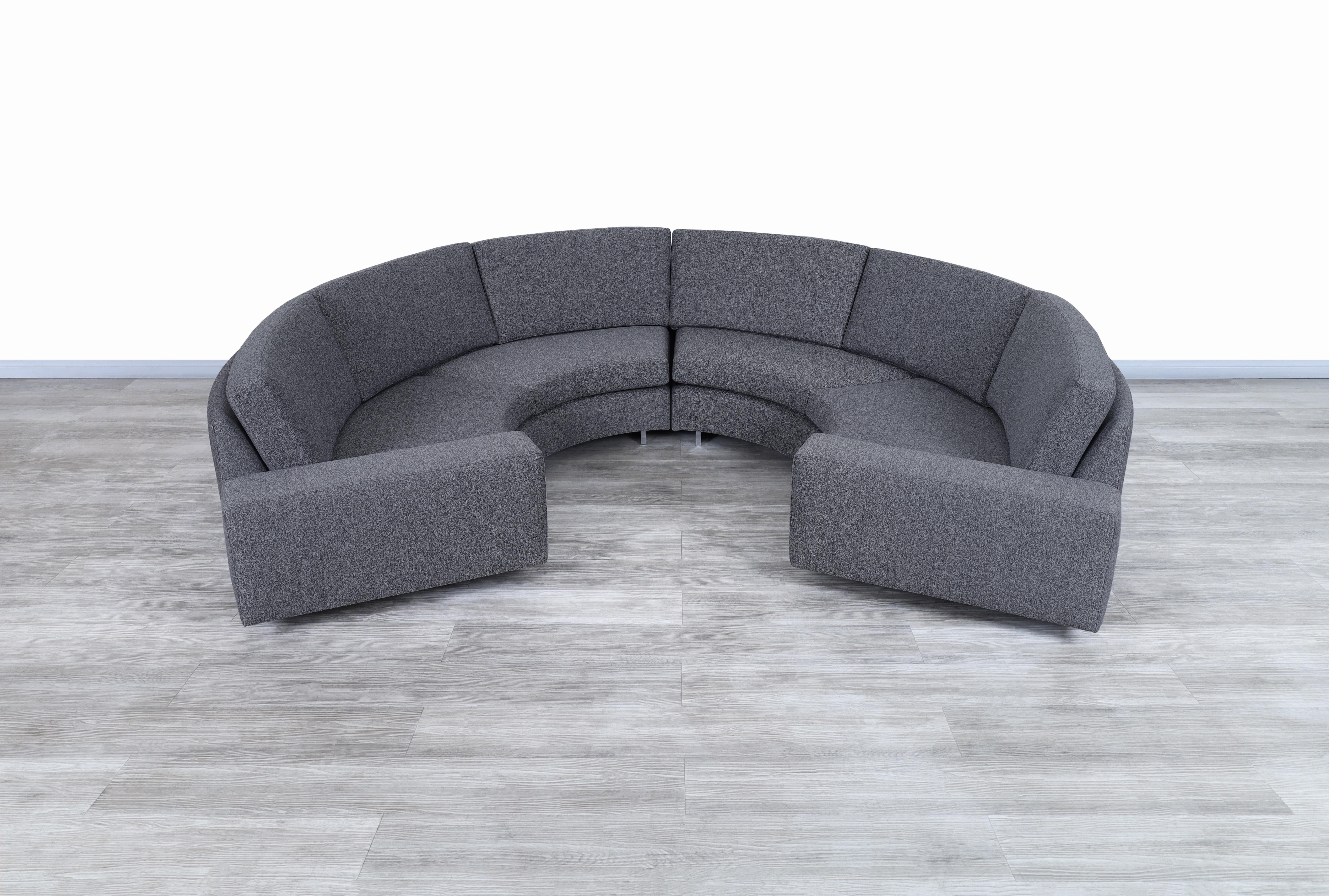 Mid-Century Modern Vintage Chrome Circular Sectional Sofa in the Style of Milo Baughman For Sale