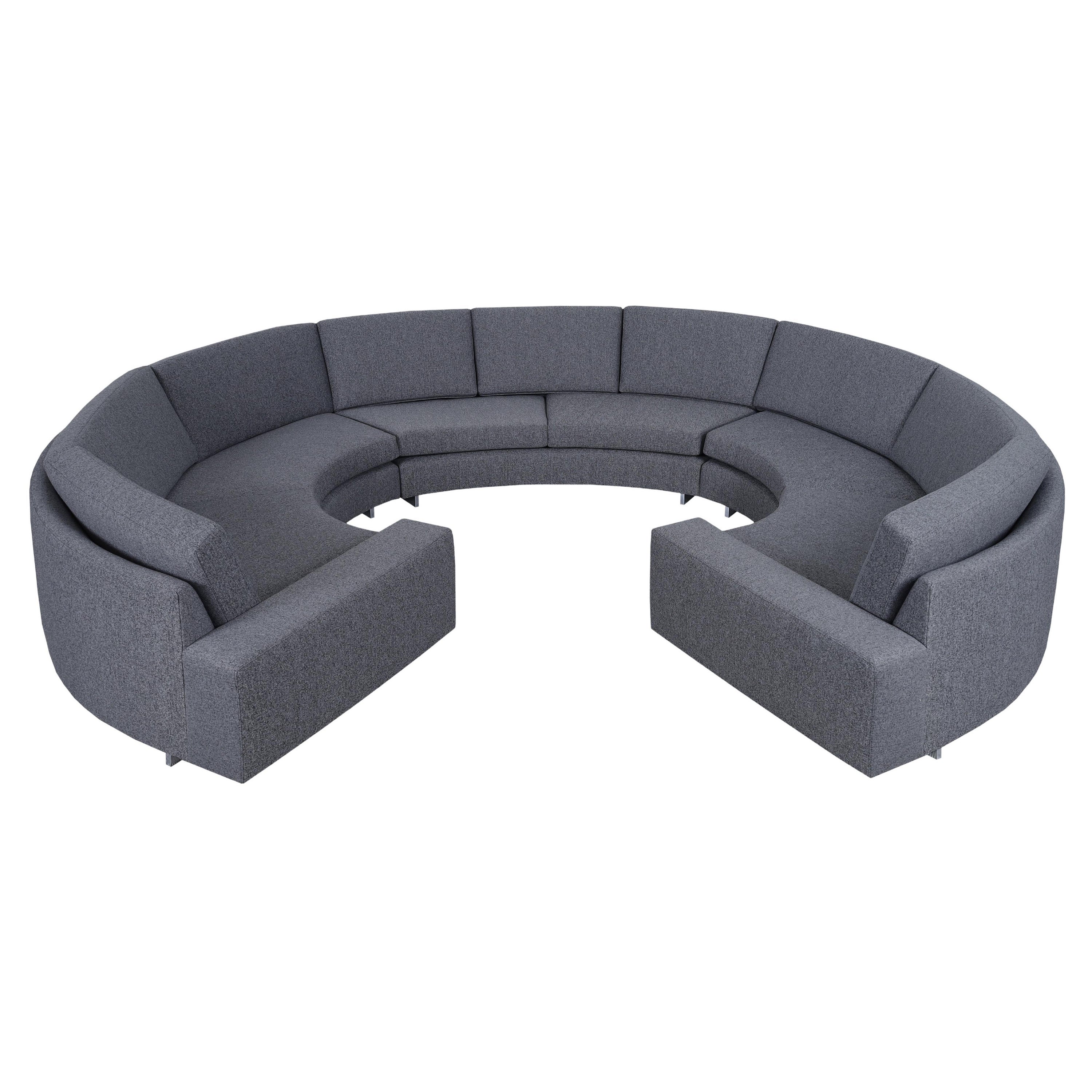Sofá seccional circular vintage cromado al estilo de Milo Baughman