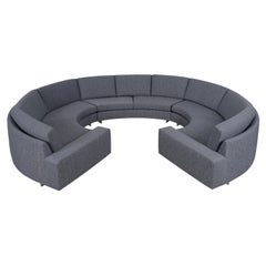 Sofá seccional circular vintage cromado al estilo de Milo Baughman