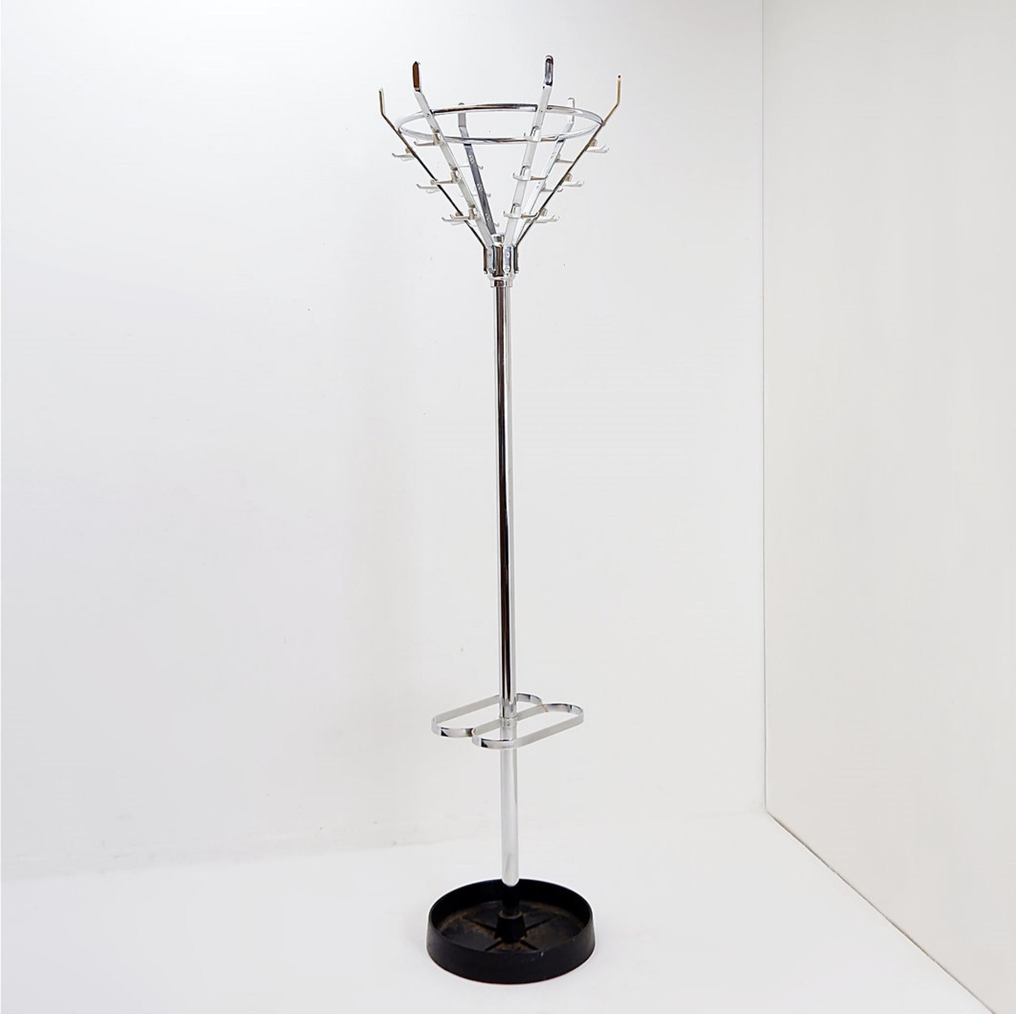 Vintage Chrome Kleiderständer mit Umbrella Rack im Angebot 2