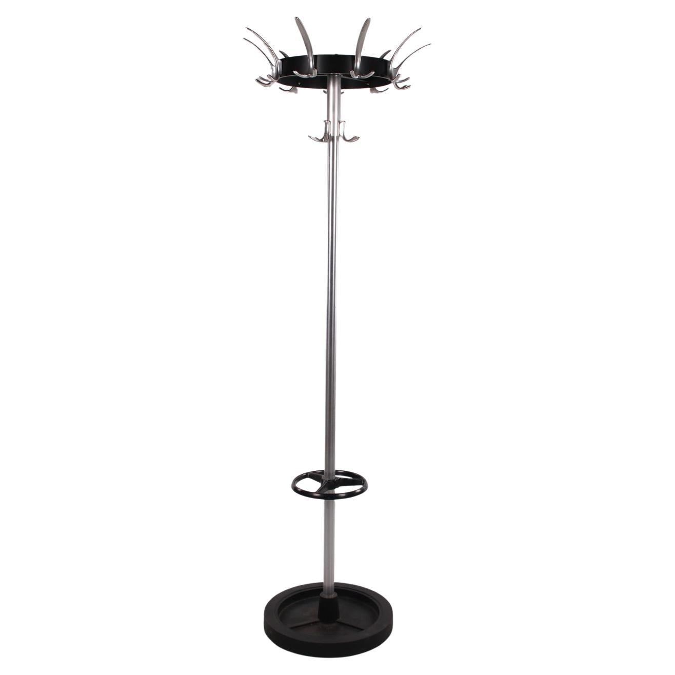 Vintage Chrome Coat Rack with Umbrella Rack For Sale at 1stDibs