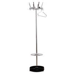 Vintage Chrome Coat Rack with Umbrella Rack