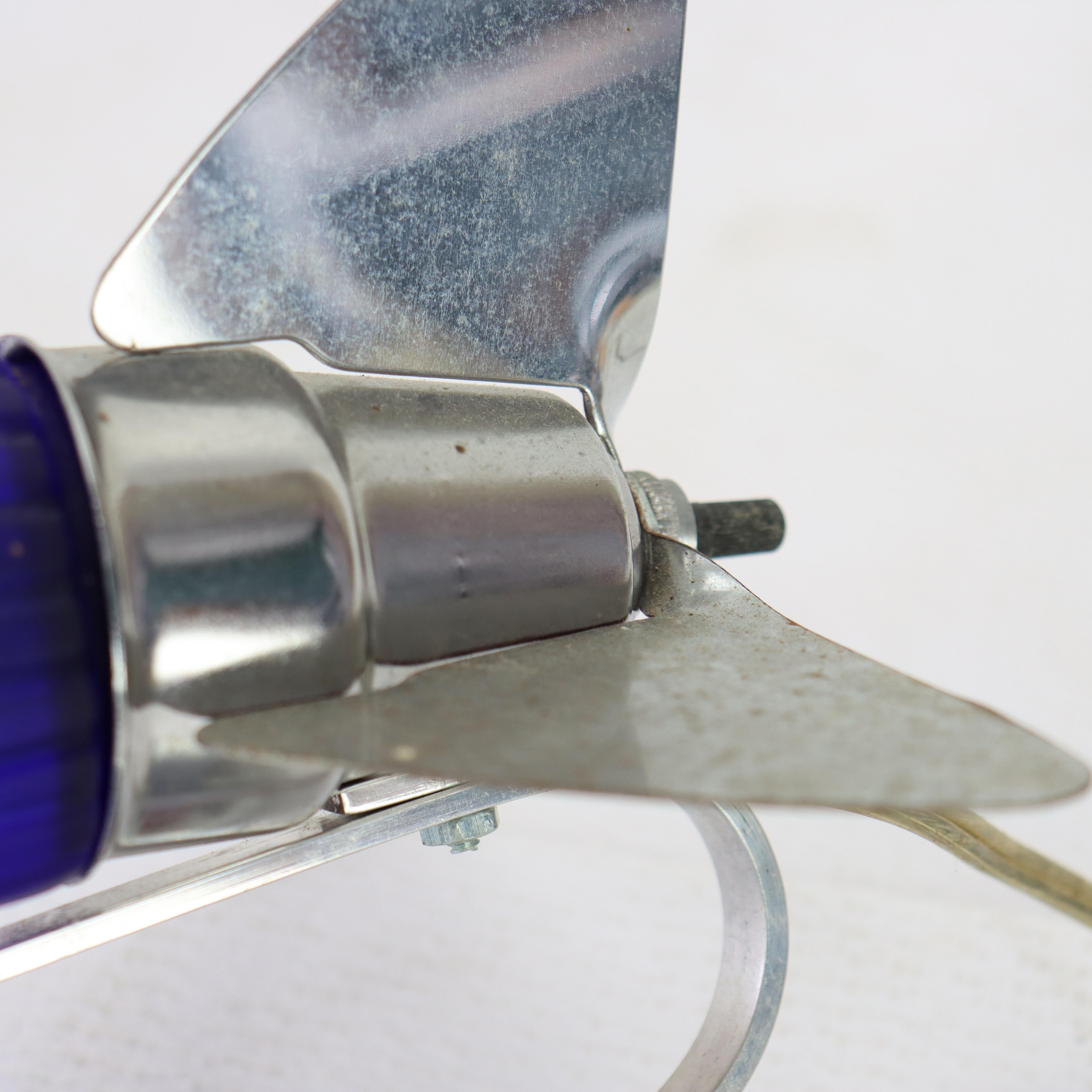 Vintage Chrom & Kobaltblau Art Deco DC-3 Flugzeug Tischlampe C1977 im Angebot 1