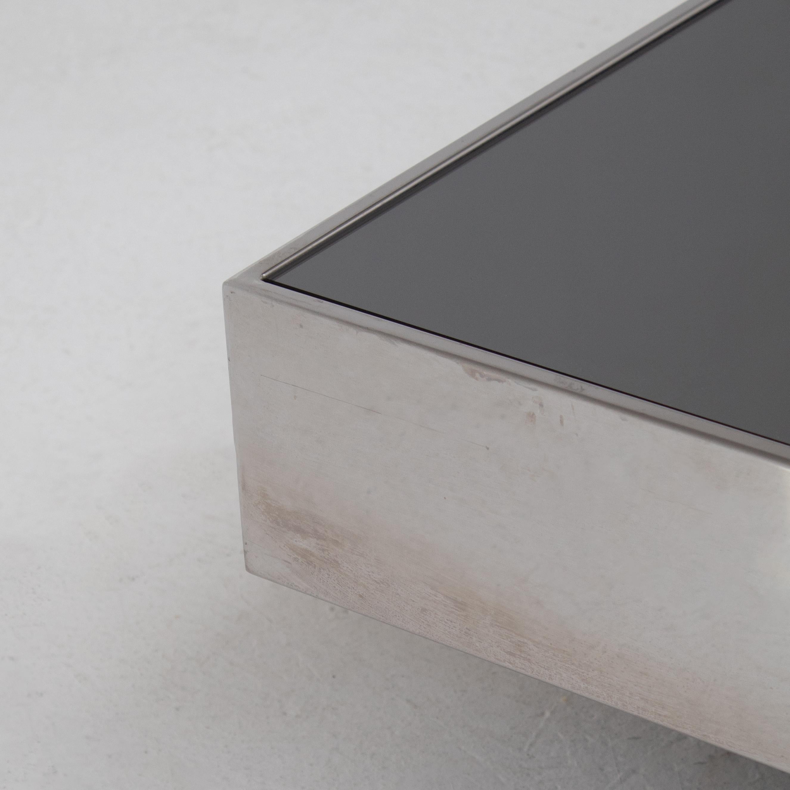 Table basse vintage en chrome avec verre fumé Bon état - En vente à Antwerpen, BE
