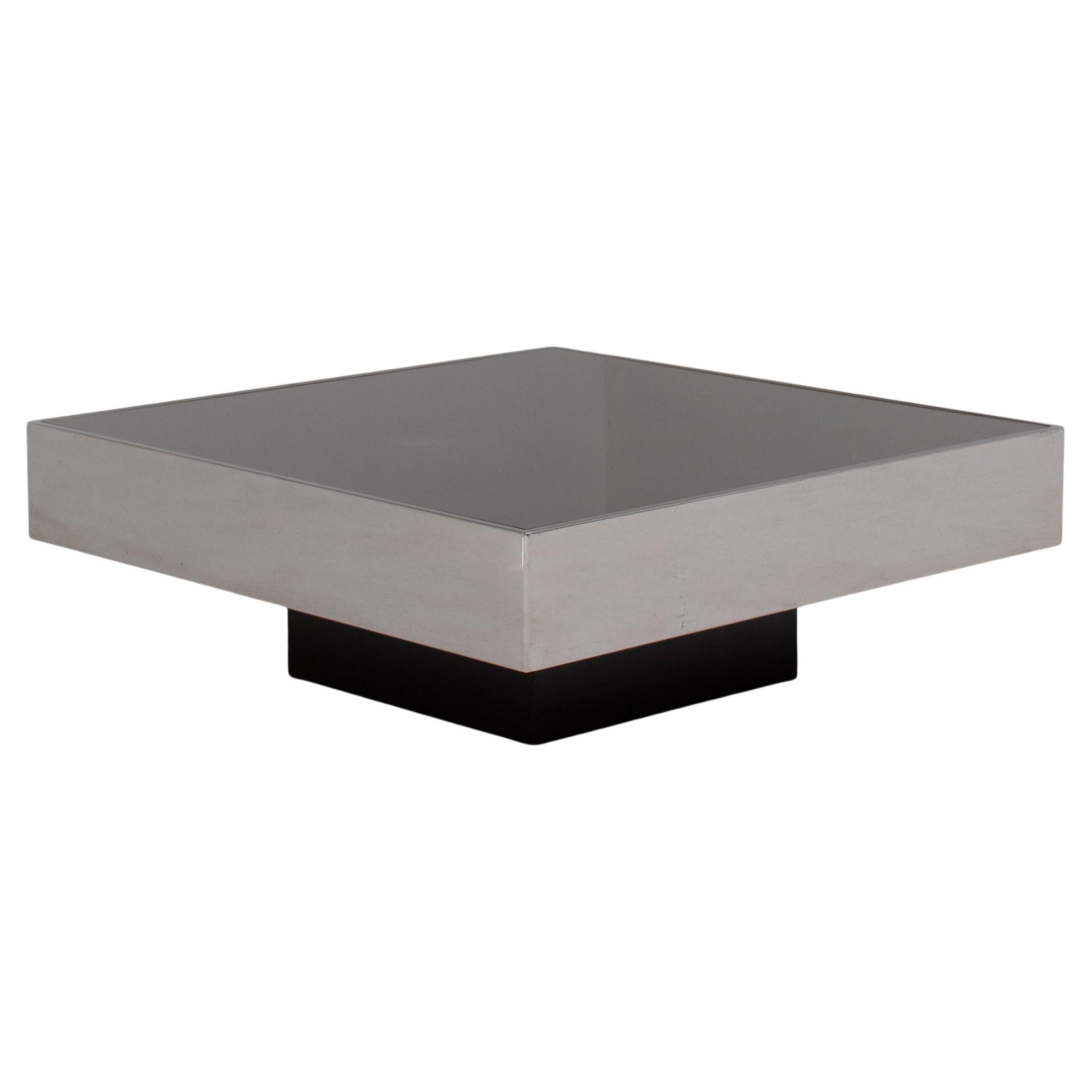 Vintage Chrome Coffee Table with Smoked Glass