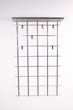 Vintage Chrome Color Aluminum Wall Coat Rack 1950s