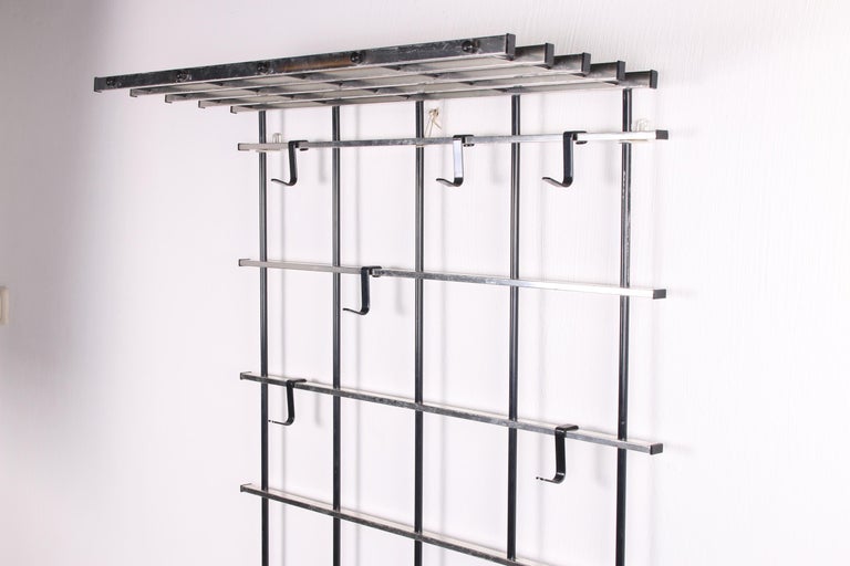 Vintage Chrome Color Aluminum Wall Coat Rack 1950s For Sale at 1stDibs