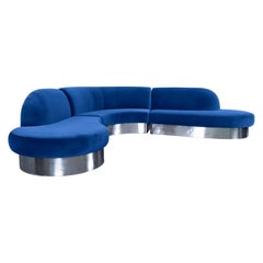 Vintage Chrome Curved Sectional Sofa by Milo Baughman for Thayer Coggin