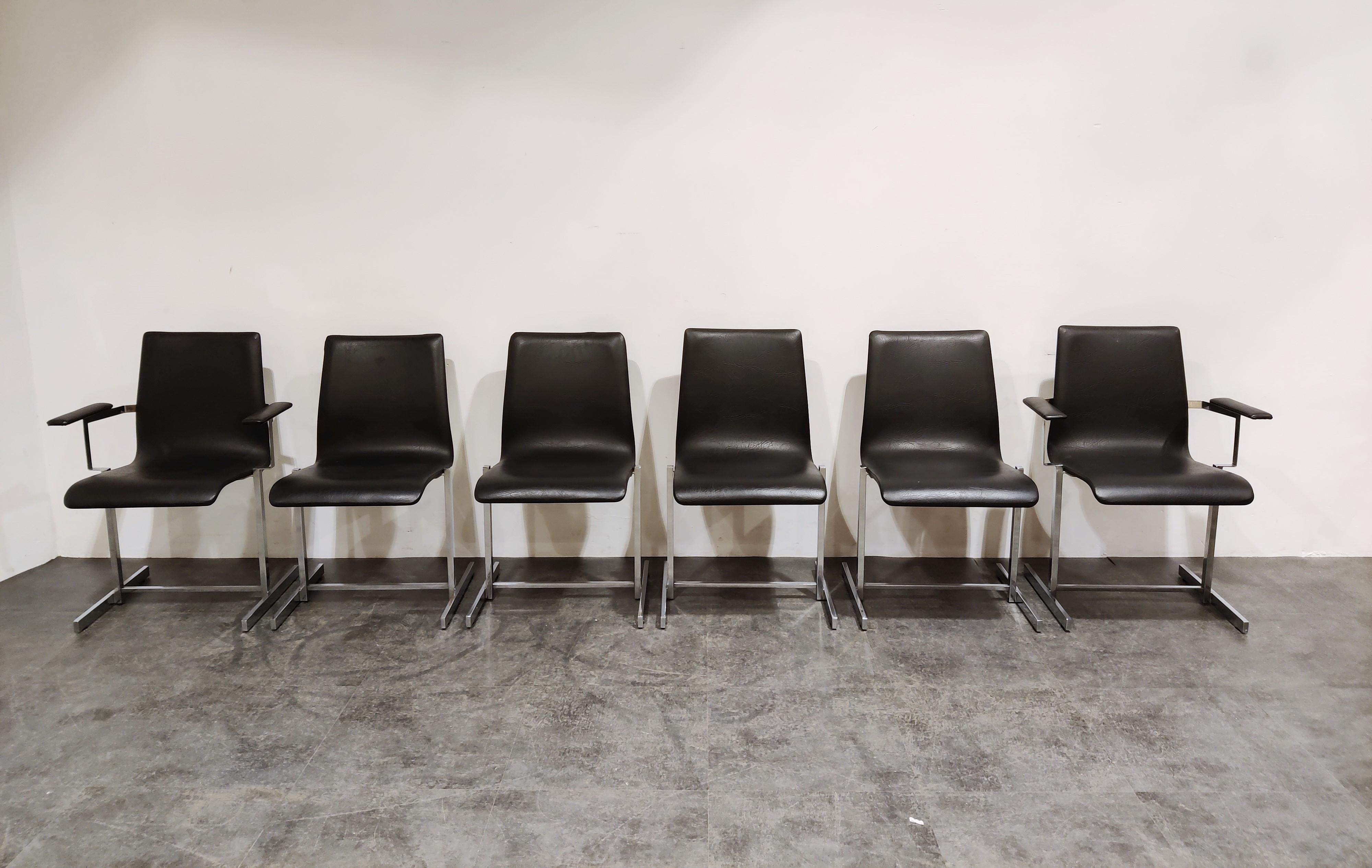 Mid-Century Modern Chaises de salle à manger chromées vintage, 1970 en vente