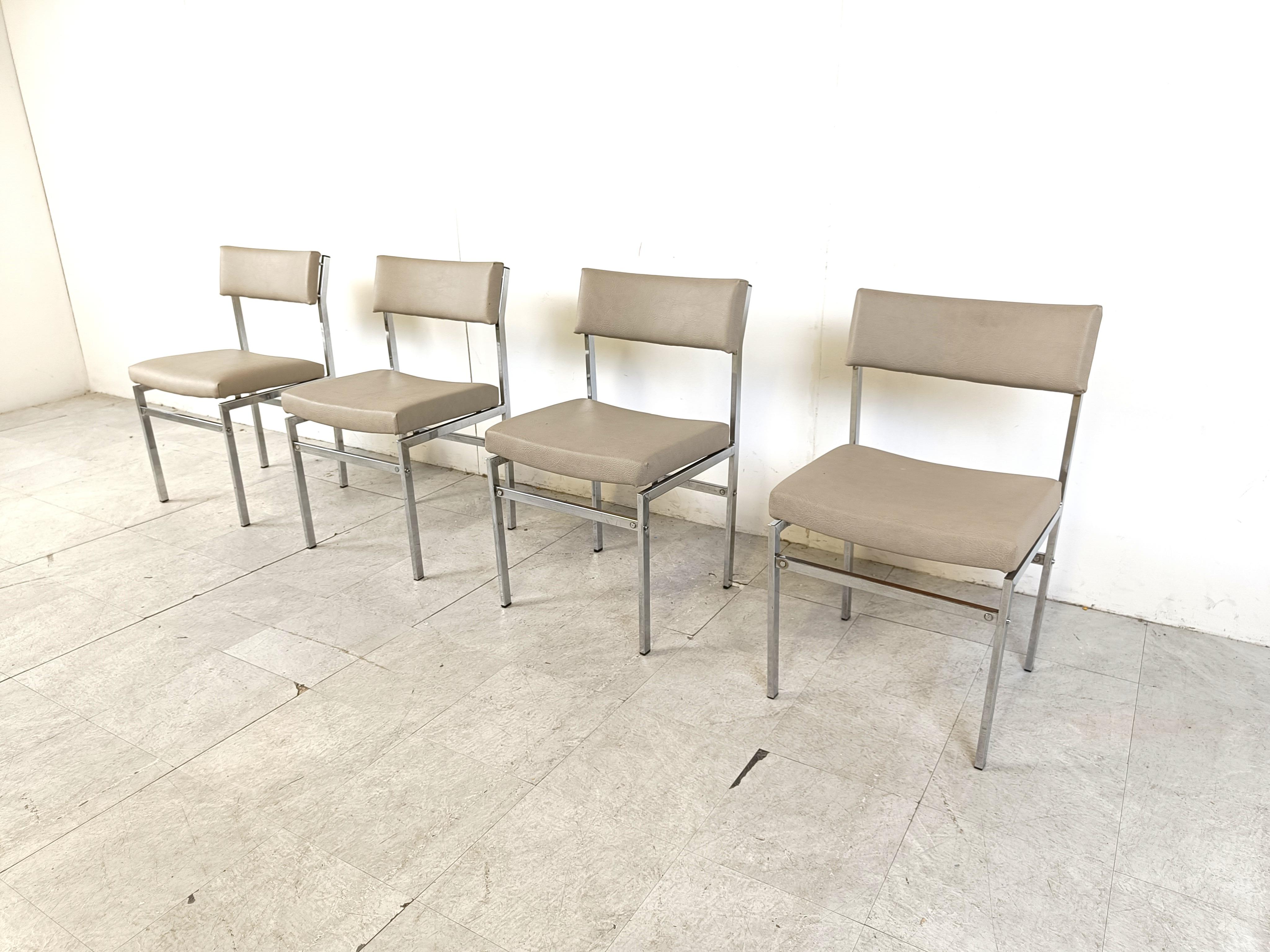 Late 20th Century Vintage chrome dining chairs, 1970s  For Sale