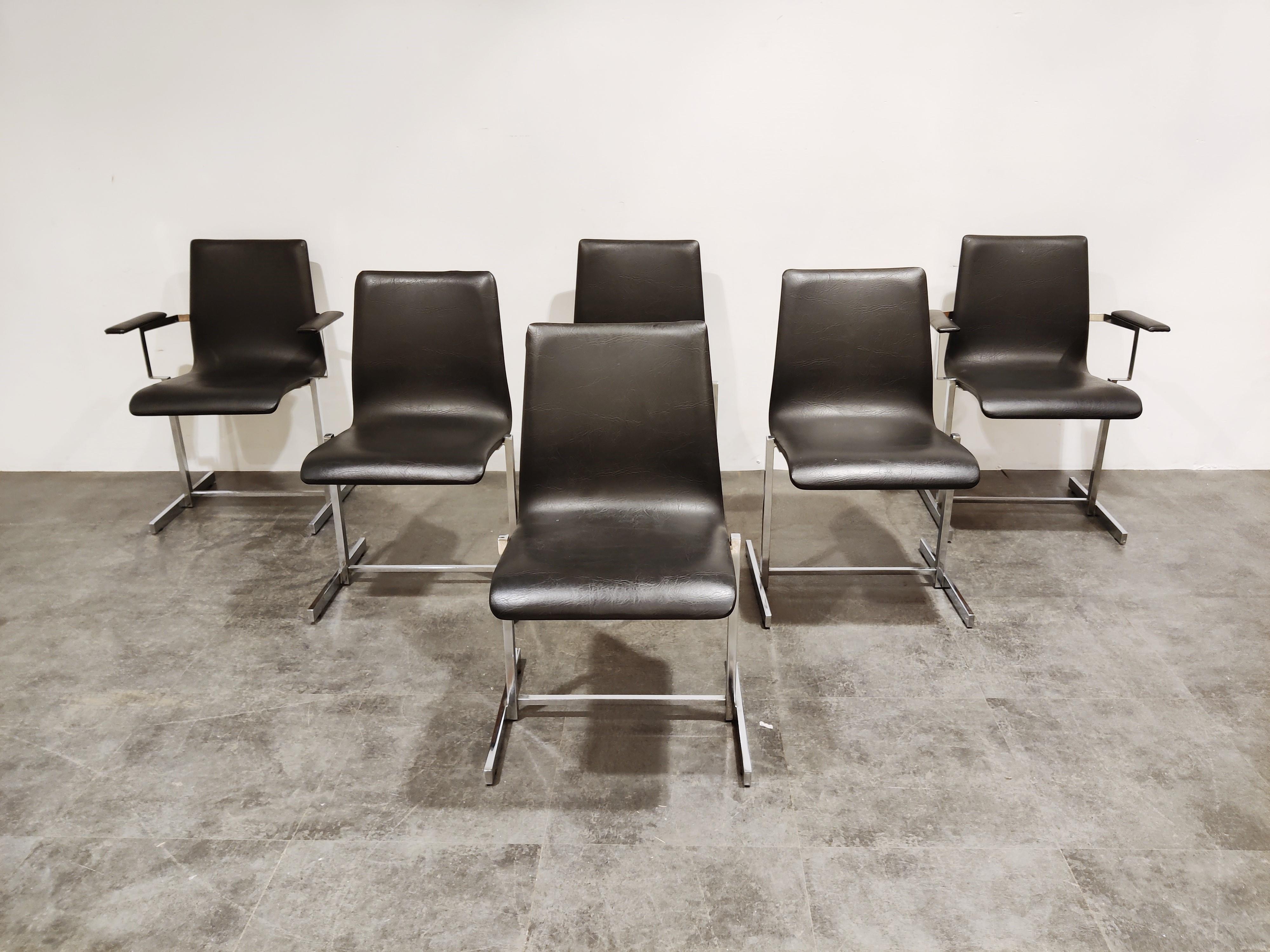Fin du 20e siècle Chaises de salle à manger chromées vintage, 1970 en vente