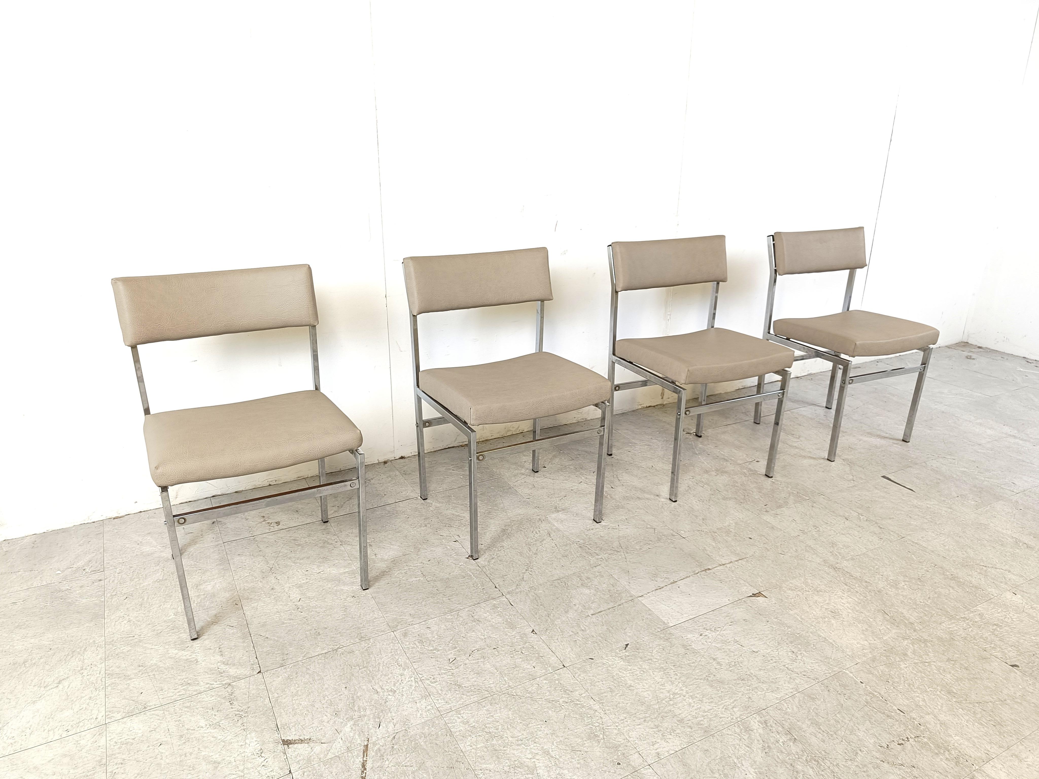 Faux Leather Vintage chrome dining chairs, 1970s  For Sale