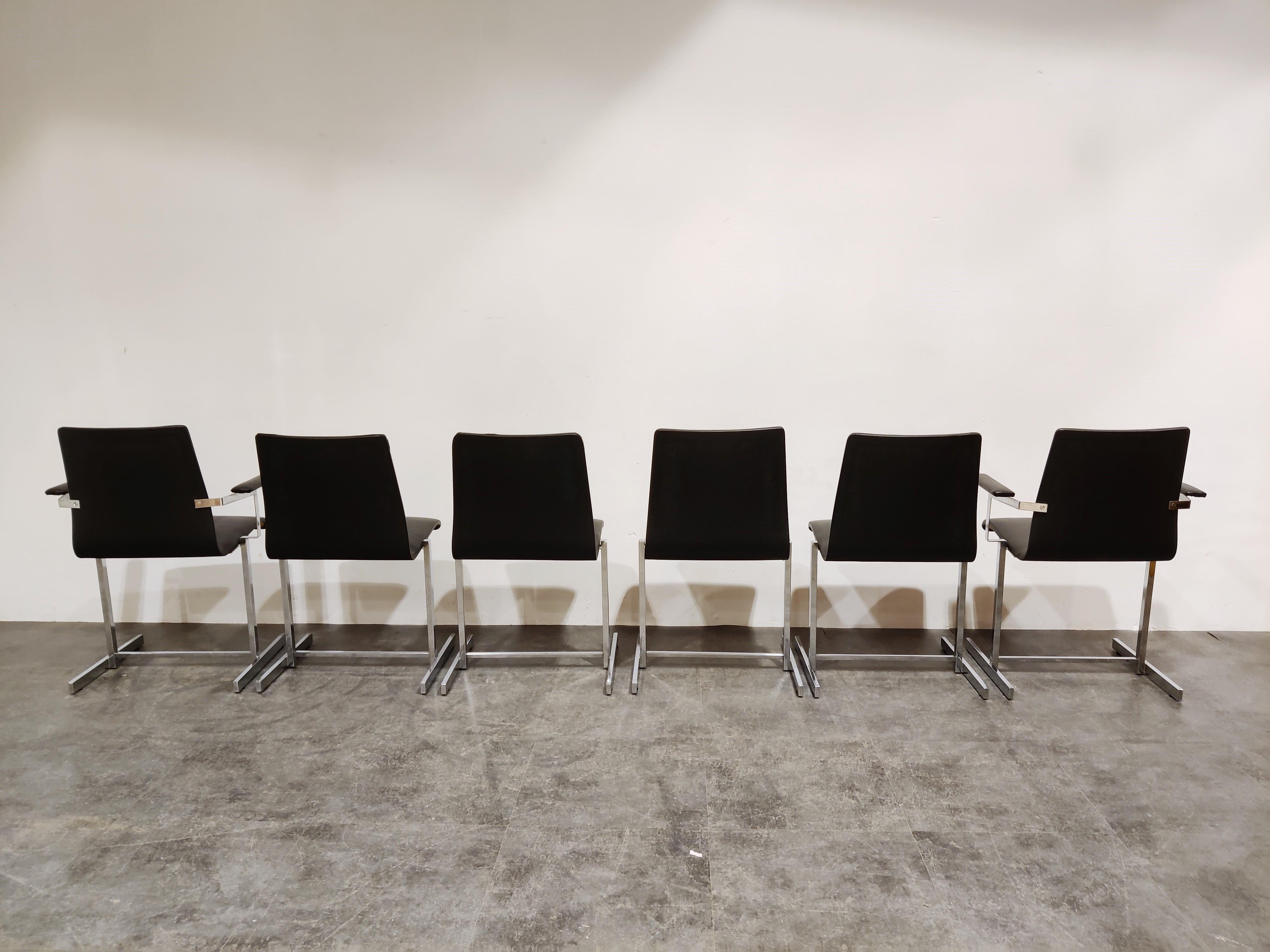 Chaises de salle à manger chromées vintage, 1970 en vente 1