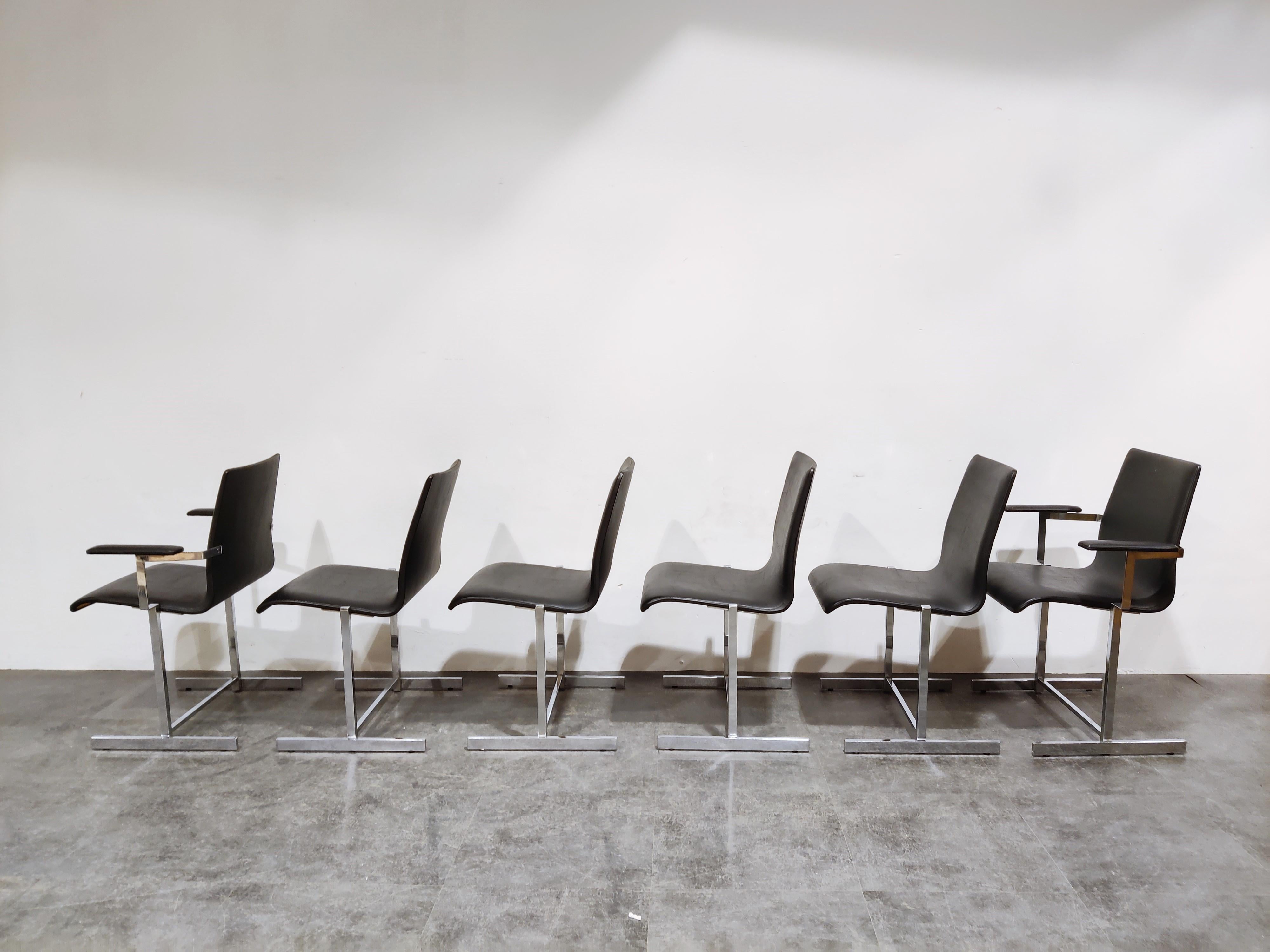 Chaises de salle à manger chromées vintage, 1970 en vente 2