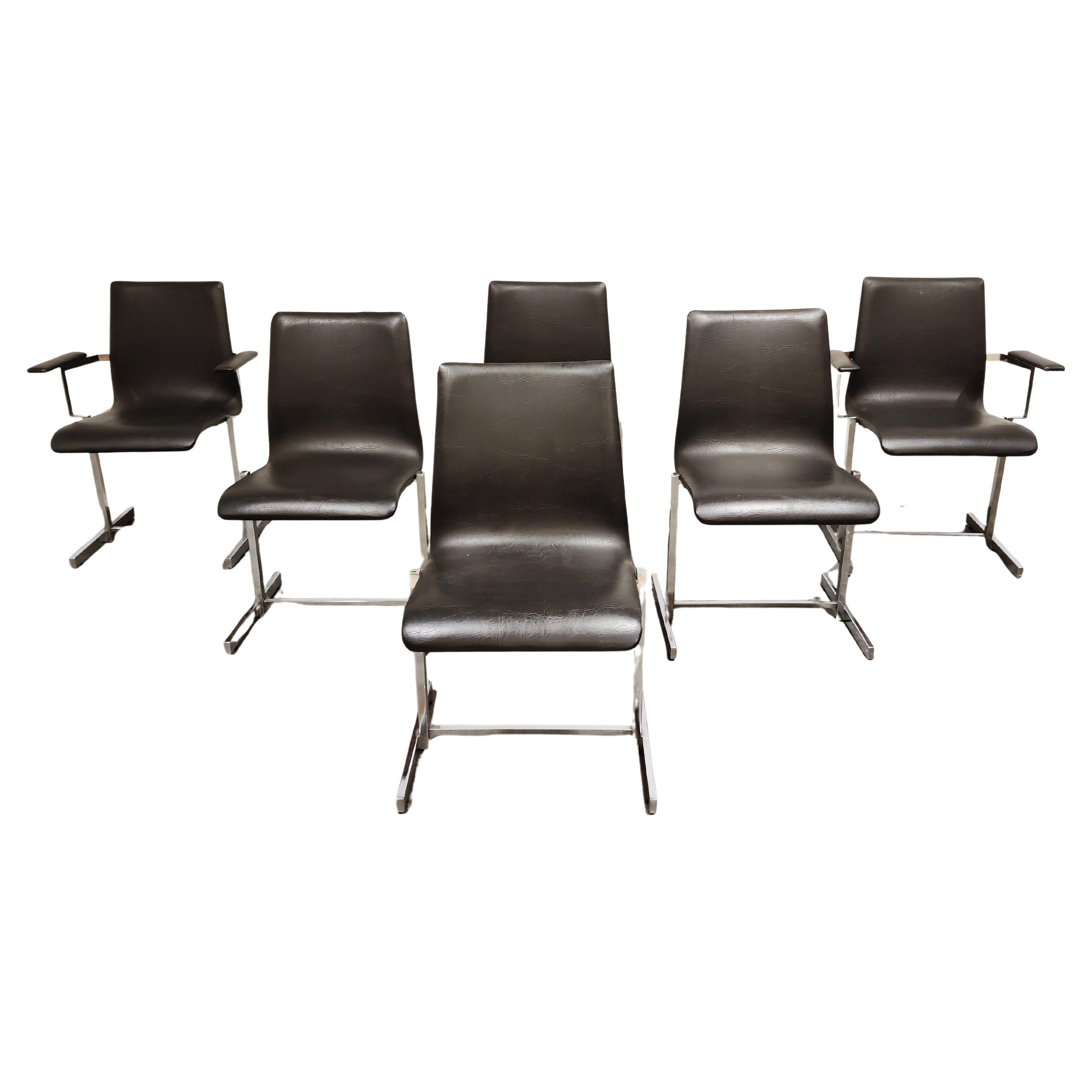 Chaises de salle à manger chromées vintage, 1970