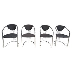 Vintage chrome dining chairs by Effezeta, 1970s - set of 4