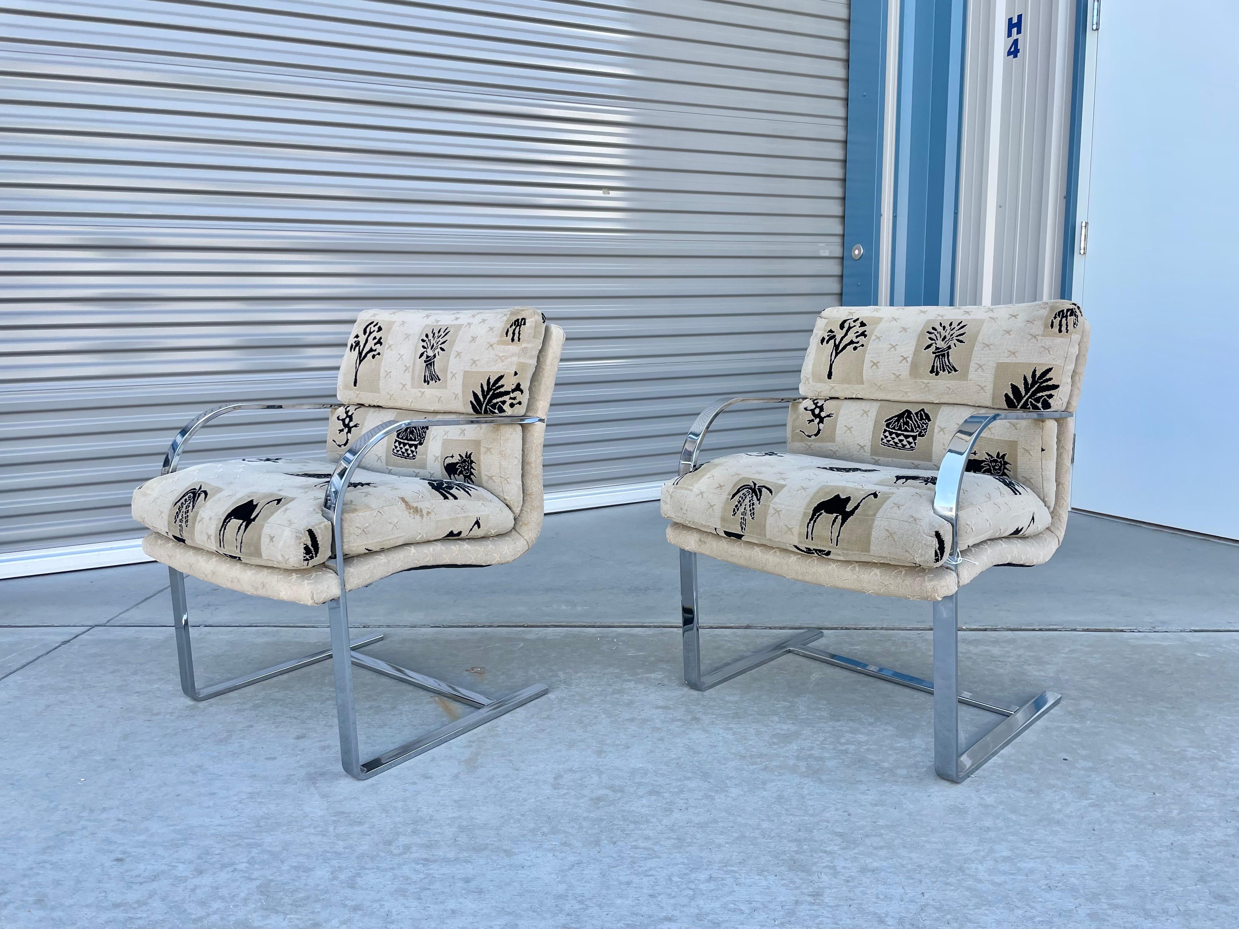 Vintage Chrome Dining Chairs by Ludwig Mies Van Der Rohe For Sale 2