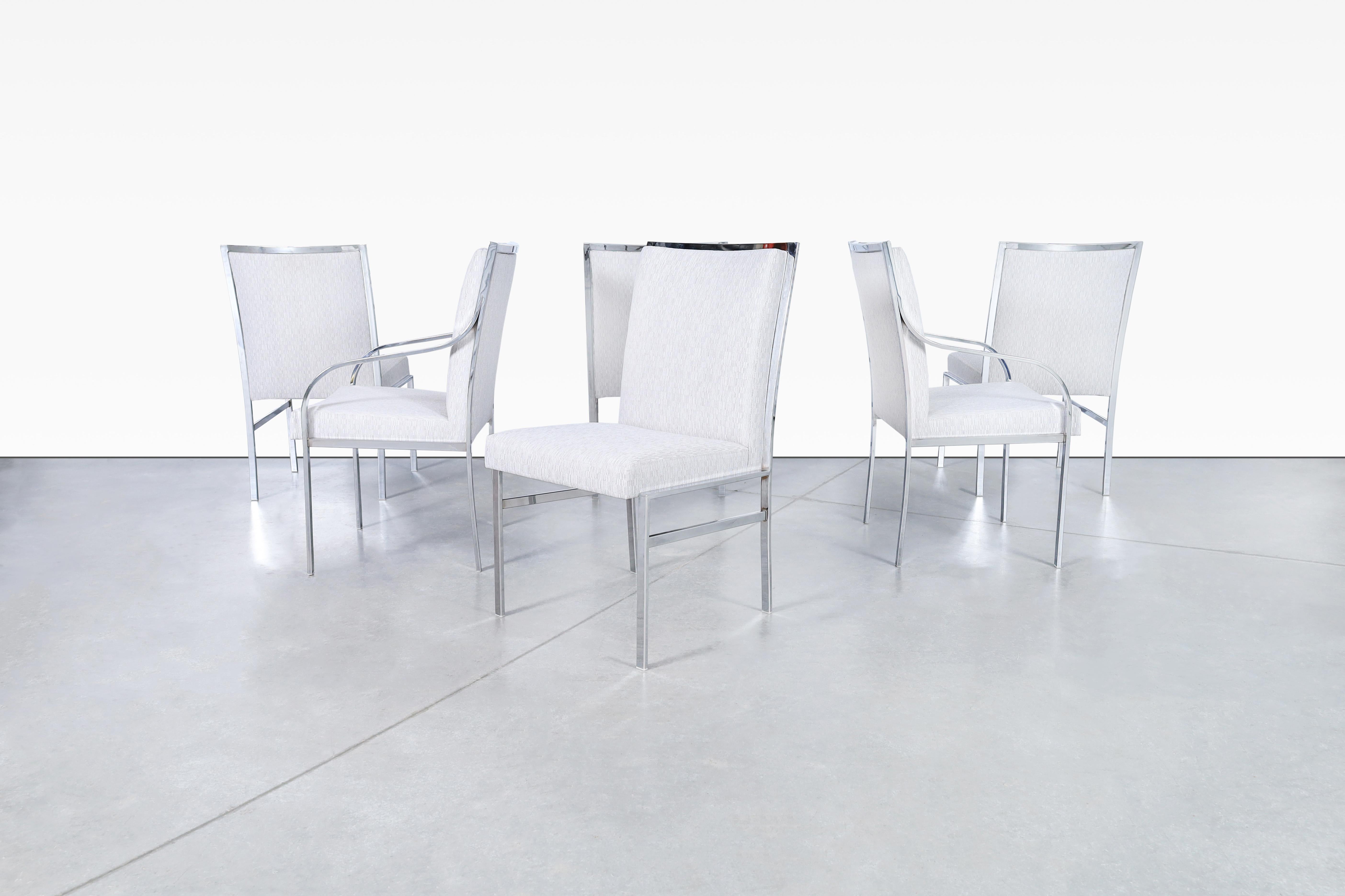 American Vintage Chrome Dining Chairs by Pierre Cardin for Dillingham For Sale