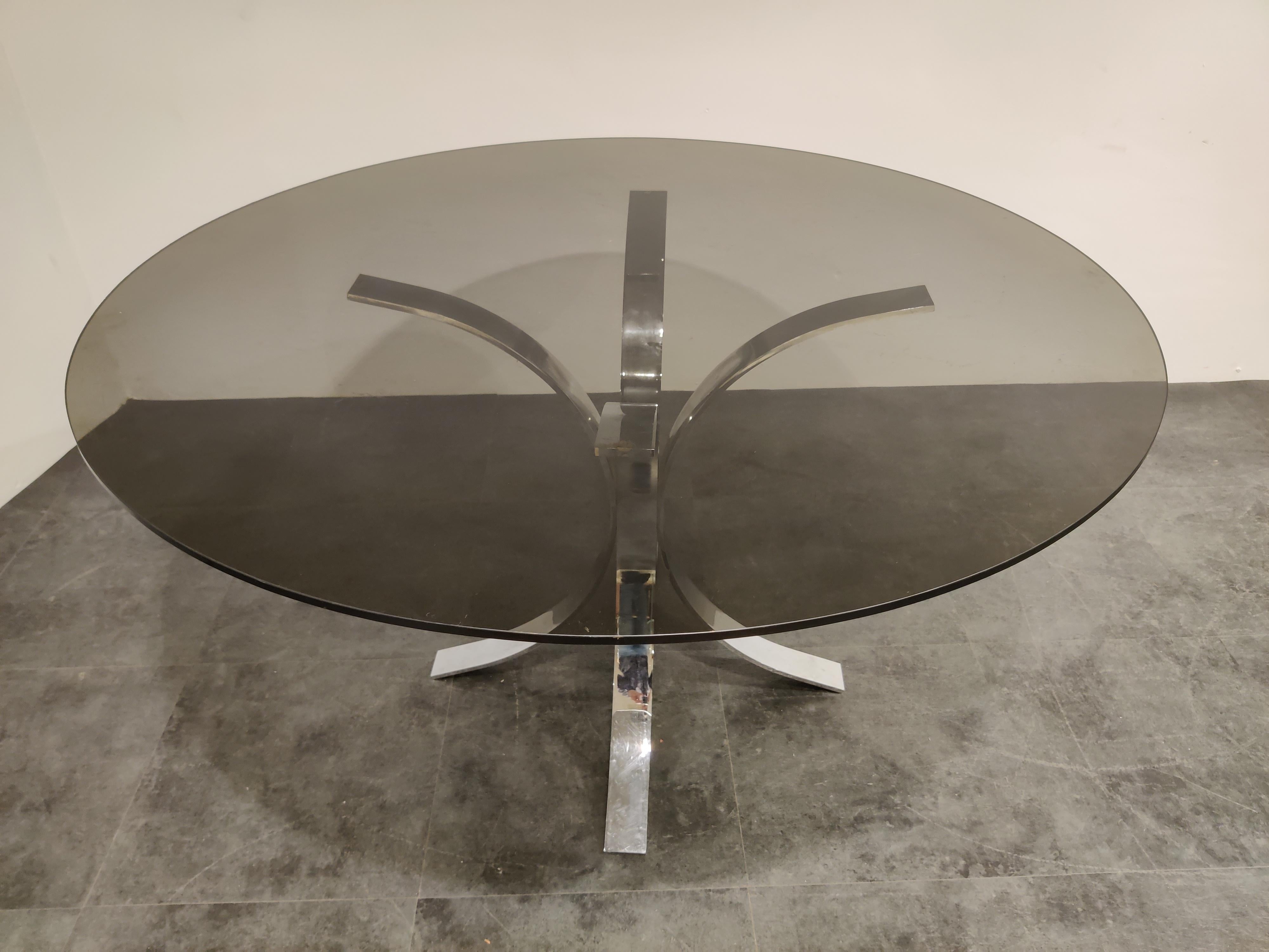 Space Age Vintage Chrome Dining Table, 1970s
