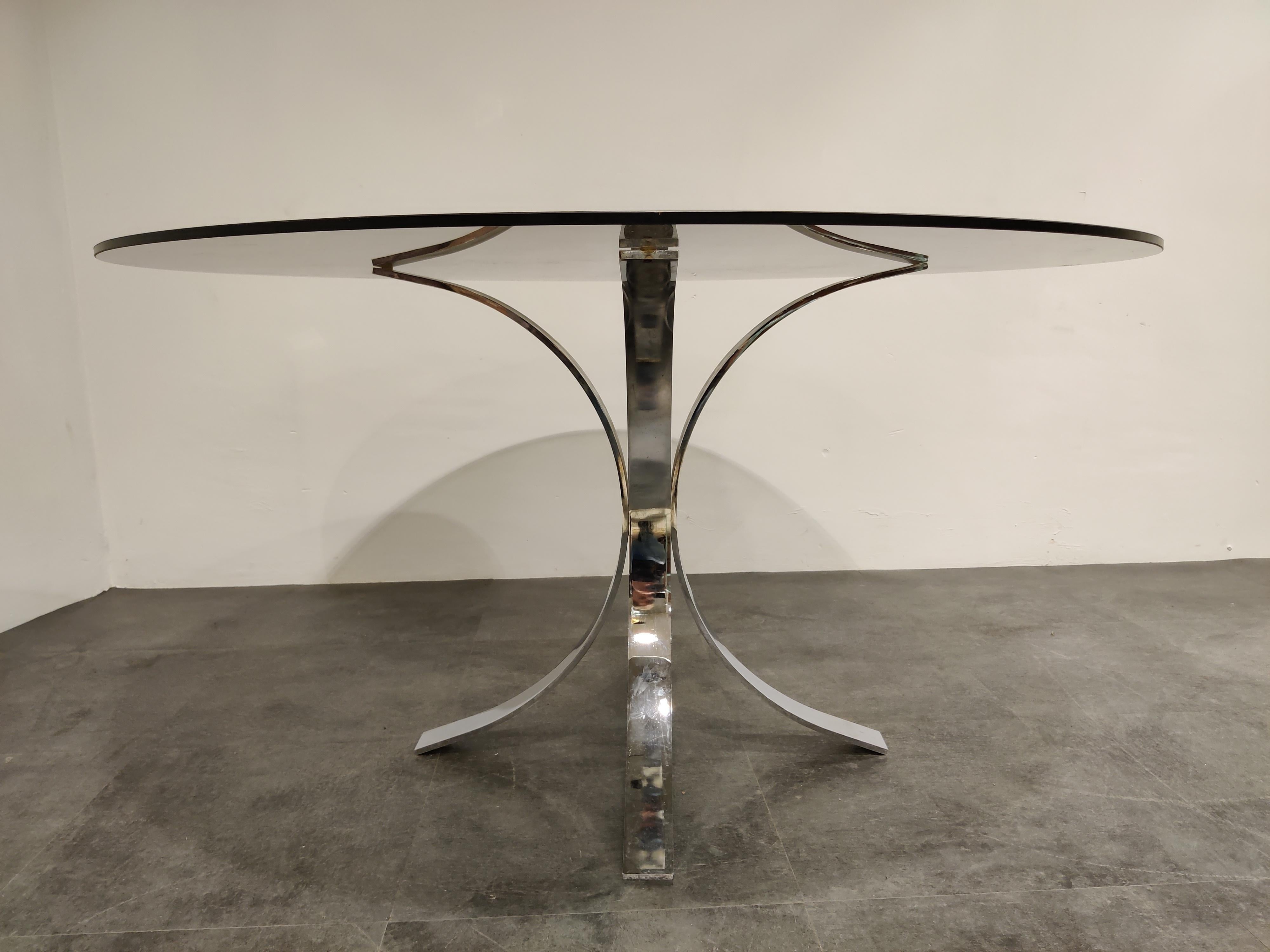 Vintage Chrome Dining Table, 1970s In Good Condition In HEVERLEE, BE